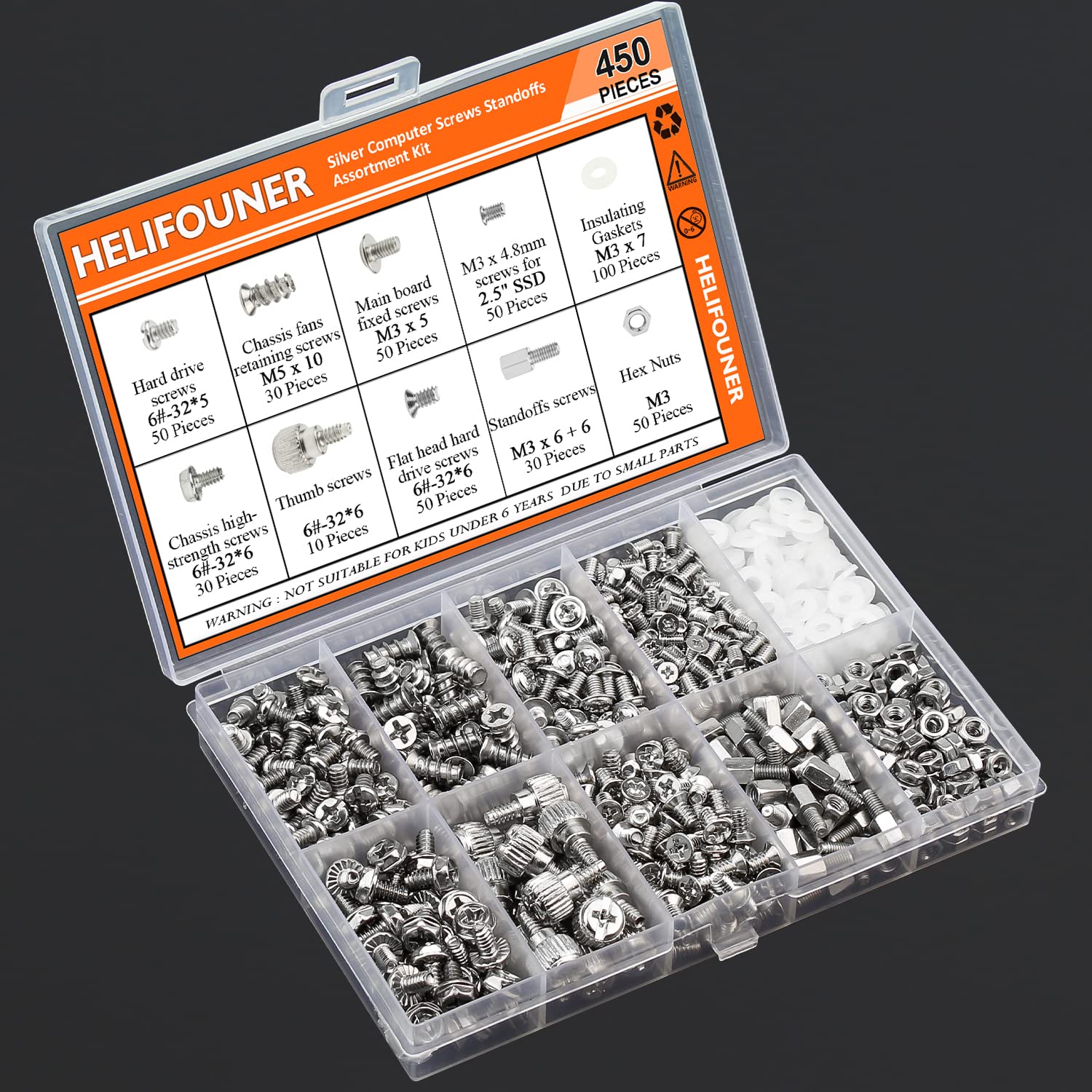 450-Piece Computer Standoffs & Screws Assortment Kit - Compatible with 2.5