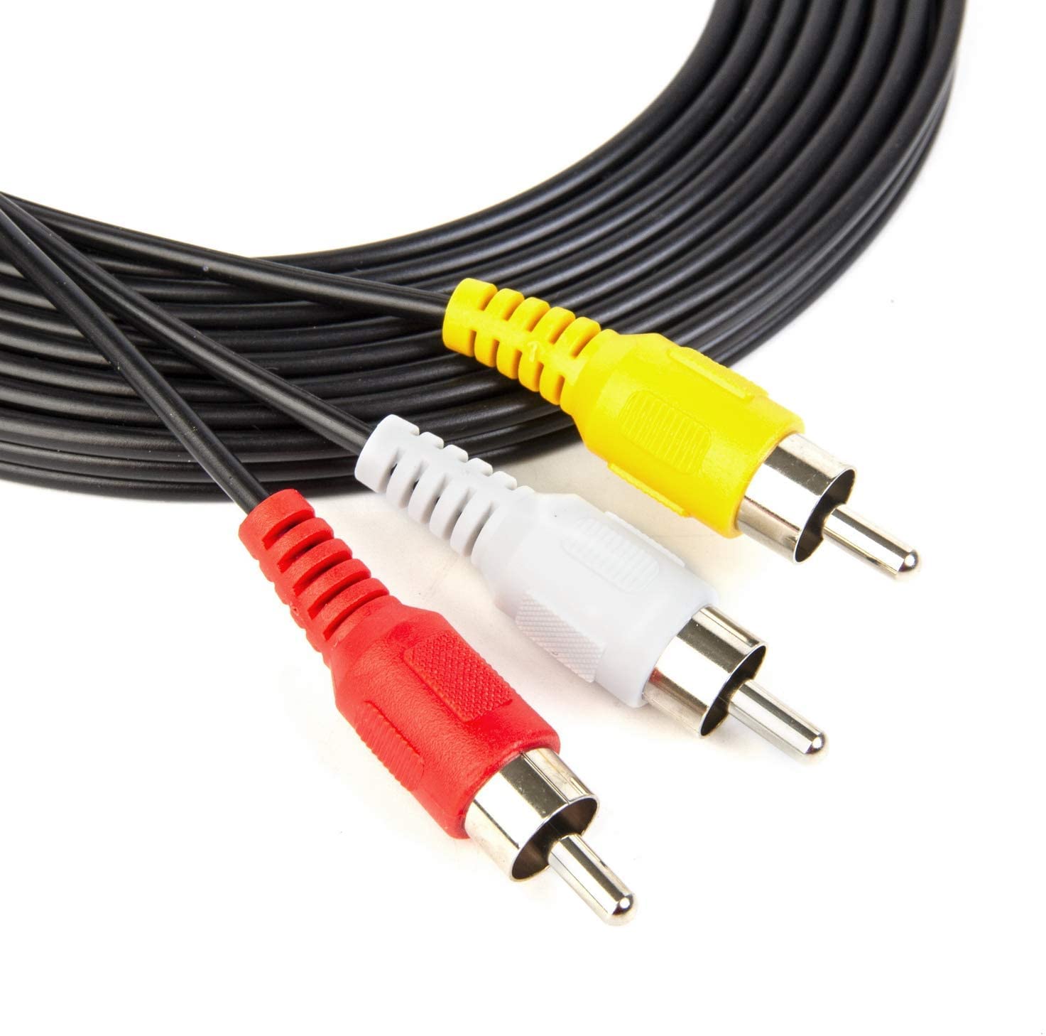 EKAAZ 3 RCA Cable - High-Quality Silver Plated 90° Right Angle RCA Audio Video Cable, 3 Male to 3 Male Composite AV Cable (1.2m/4ft) for Home Theater, Gaming Consoles & Audio Systems