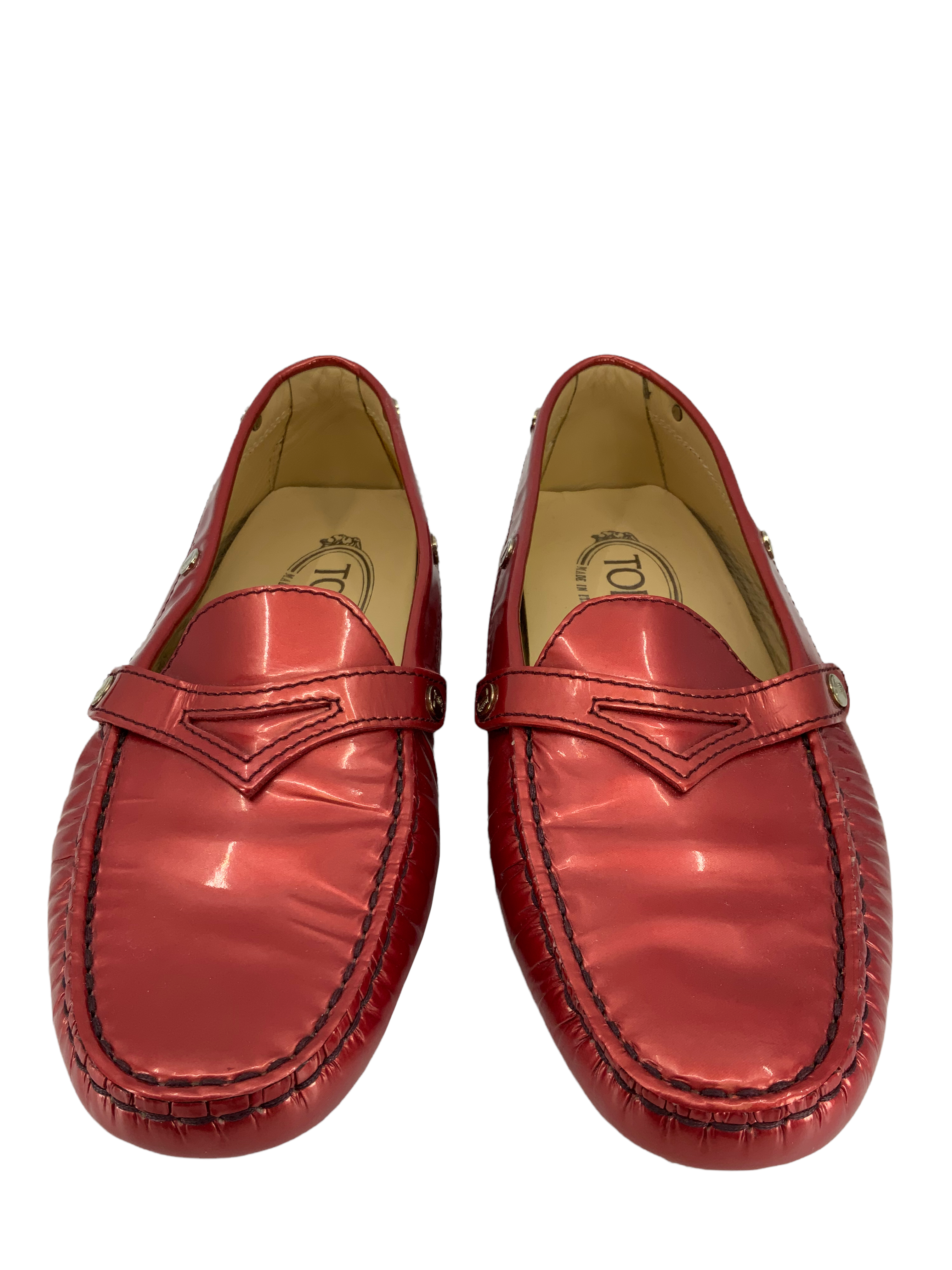 TOD'S Gommino Patent Leather Loafers for Women - Size 6 US | Classic Italian Designer Slip-On Shoes with Rubber Pebble Sole | Perfect for Office, Business Meetings & Formal Occasions