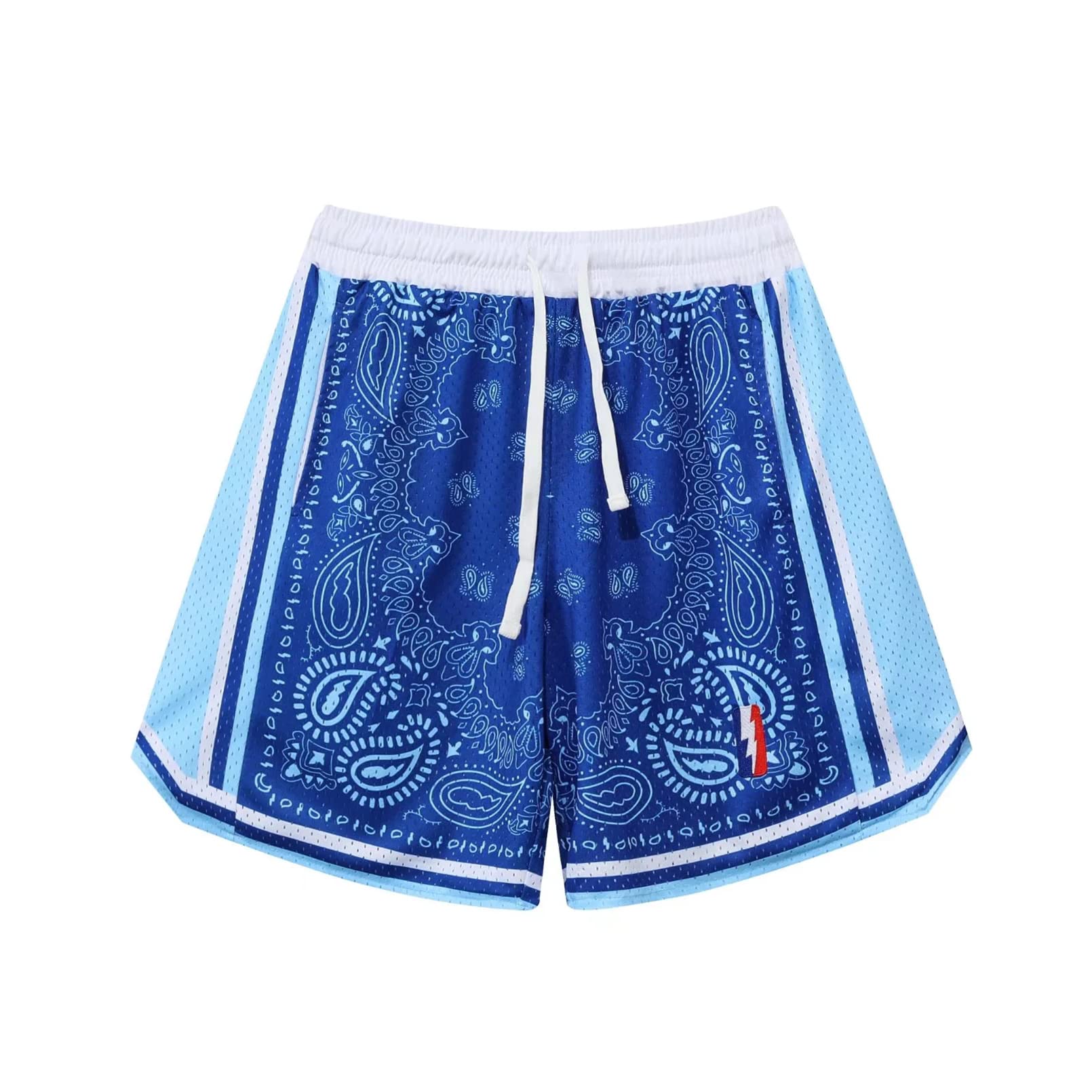 BOOMLEMEN Men's Basketball Shorts - Breathable Mesh Workout Shorts with Paisley Print for Running, Gym & Casual Wear | Athletic Performance & Comfort