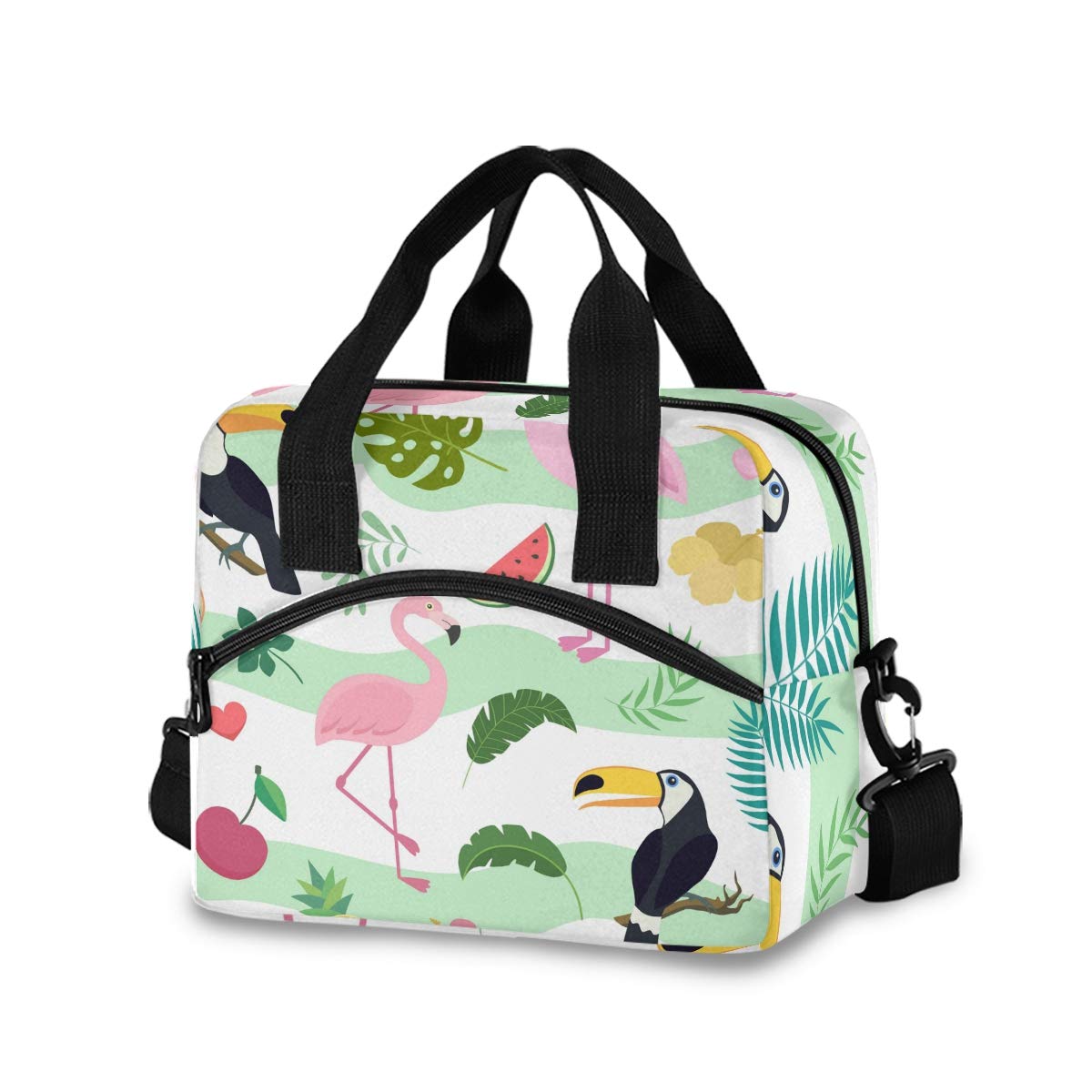 Toucan & Flamingo Insulated Lunch Bags for Women - Leakproof Lunch Box & Cooler Bag for Work, School & Picnics - Cute Animal Print Lunch Tote (907f)