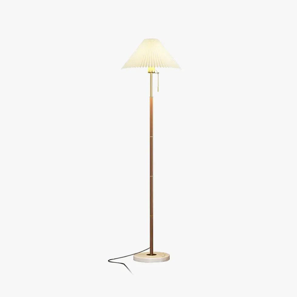 White Pleated Cone Shaped Long Pole Floor Lamp - Modern Adjustable Standing Light for Living Room, Bedroom & Office Decor