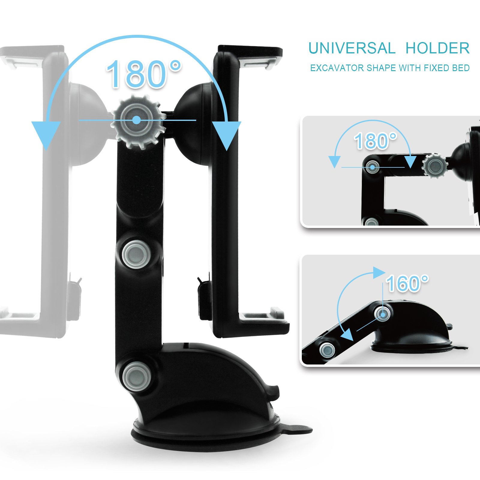 Universal Car Tablet Mount Holder for iPad, iPhone & Android Devices - Windshield & Dashboard Adjustable Stand - Perfect for GPS Navigation, Hands-Free Calls & In-Car Entertainment