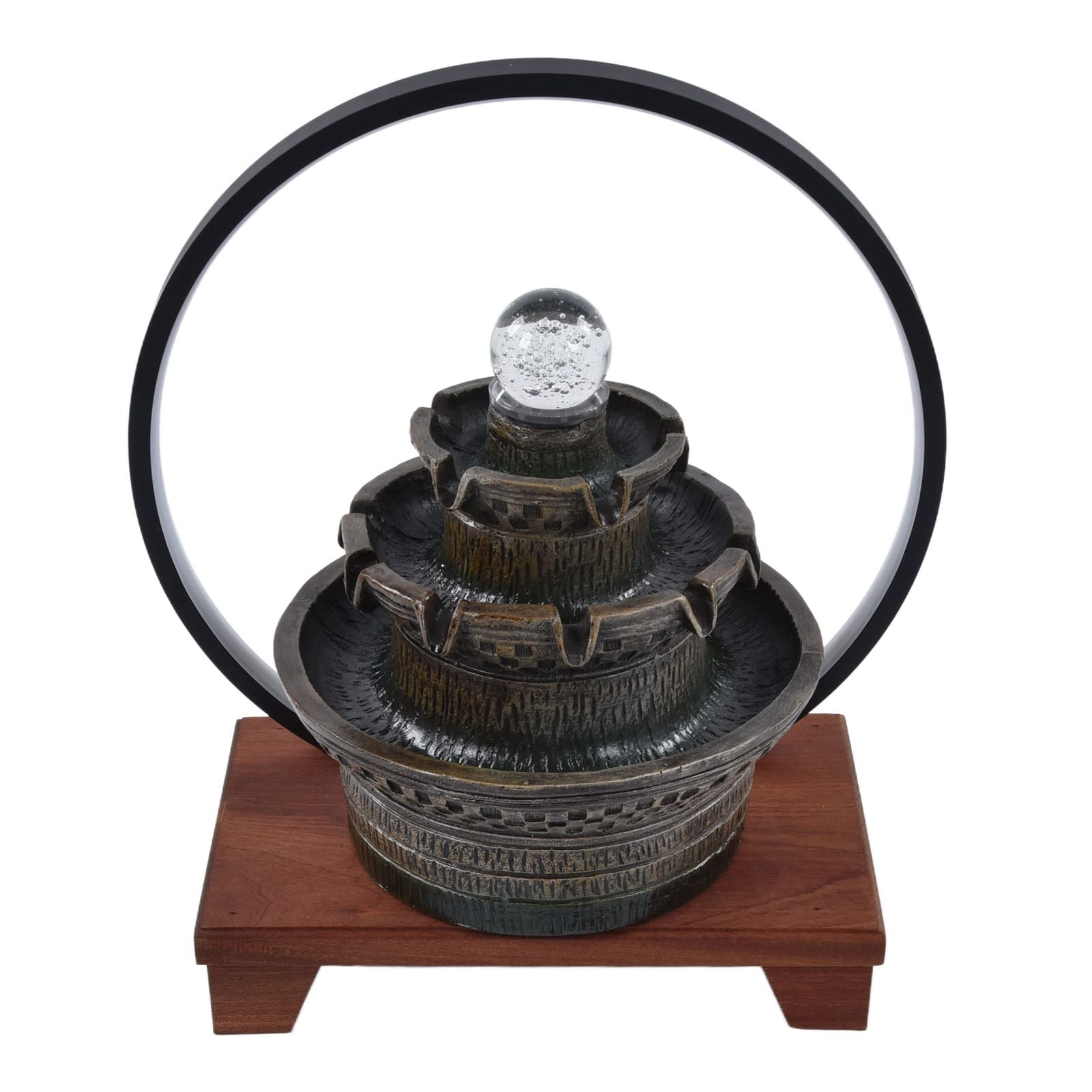 Relaxing Tabletop Fountain with Water Pump - 110V US Standard Resin Desktop Ornament for Office, Home & Meditation Space | Perfect Stress Relief Decor for Work Desk, Living Room or Zen Garden