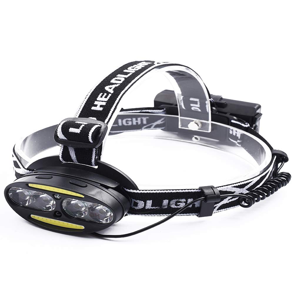 USB Rechargeable LED Headlamp Flashlight - 5 Modes Adjustable Headlight with IPX4 Waterproof & Comfortable Headband - Ideal for Camping, Hiking, Hunting, Running, Cycling & Outdoor Adventures