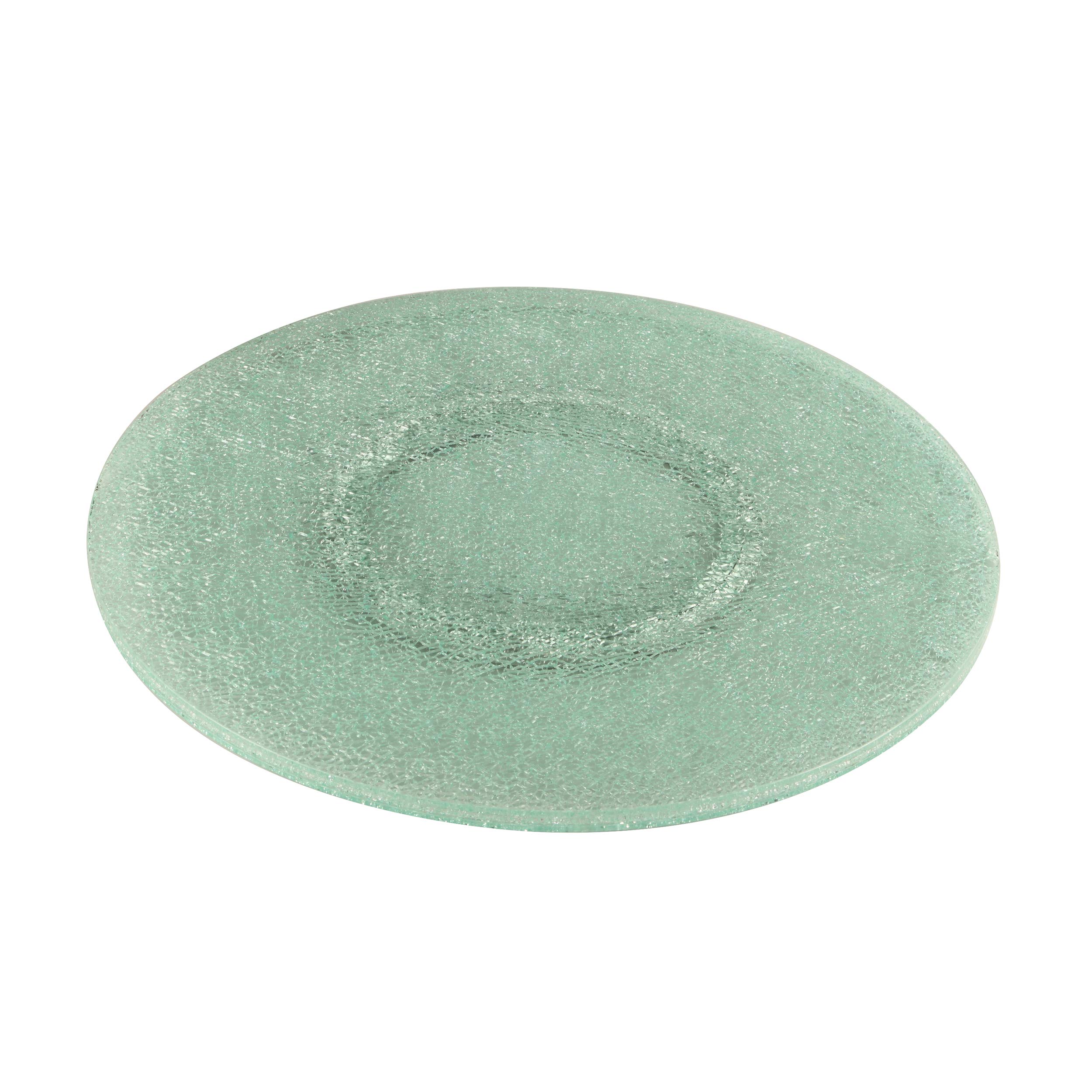 Milan Ainsley 24-Inch Clear Crackled Lazy Susan Turntable - Durable Spinning Tray for Kitchen, Dining Table, Pantry Organization & Entertaining