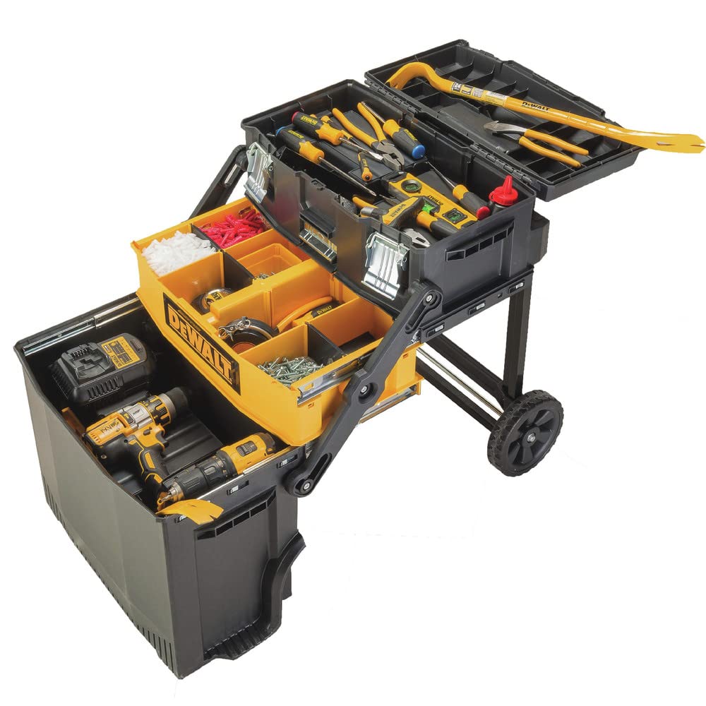DEWALT DWST20880 Wheeled Rolling Tool Box - Multi-Level Extendable Tool Storage for Job Sites & Workshops - Water Resistant Heavy Duty Tool Organizer - Perfect for Construction, Auto Repair & Home DIY Projects