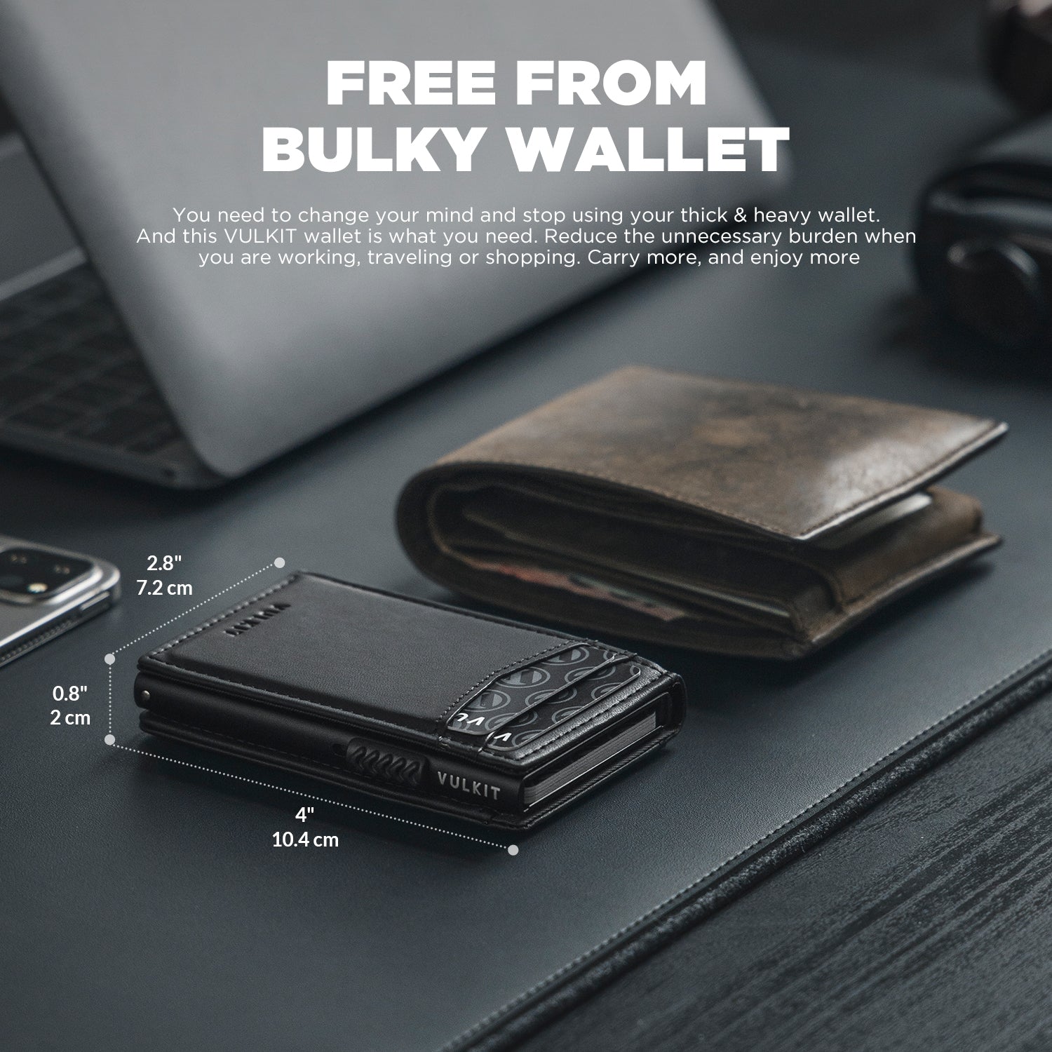 VC315 RFID Blocking Men's Leather Wallet with ID Window & Magnetic Closure - Slim Bifold Wallet for Everyday Carry, Travel & Business Use