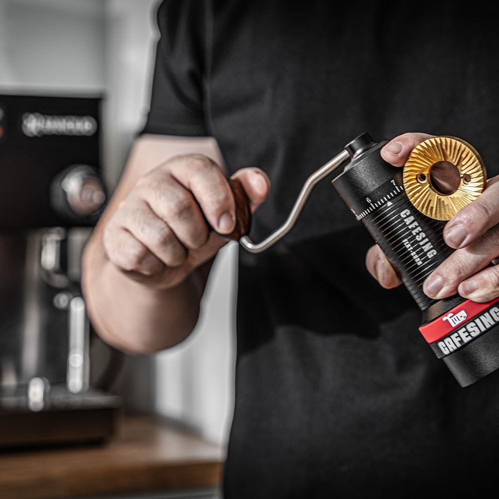 CafeSing ORCA Go Flat Burr Manual Coffee Grinder - Premium Portable Hand Coffee Mill for Espresso, French Press & Pour Over - Perfect for Home, Office & Travel Use