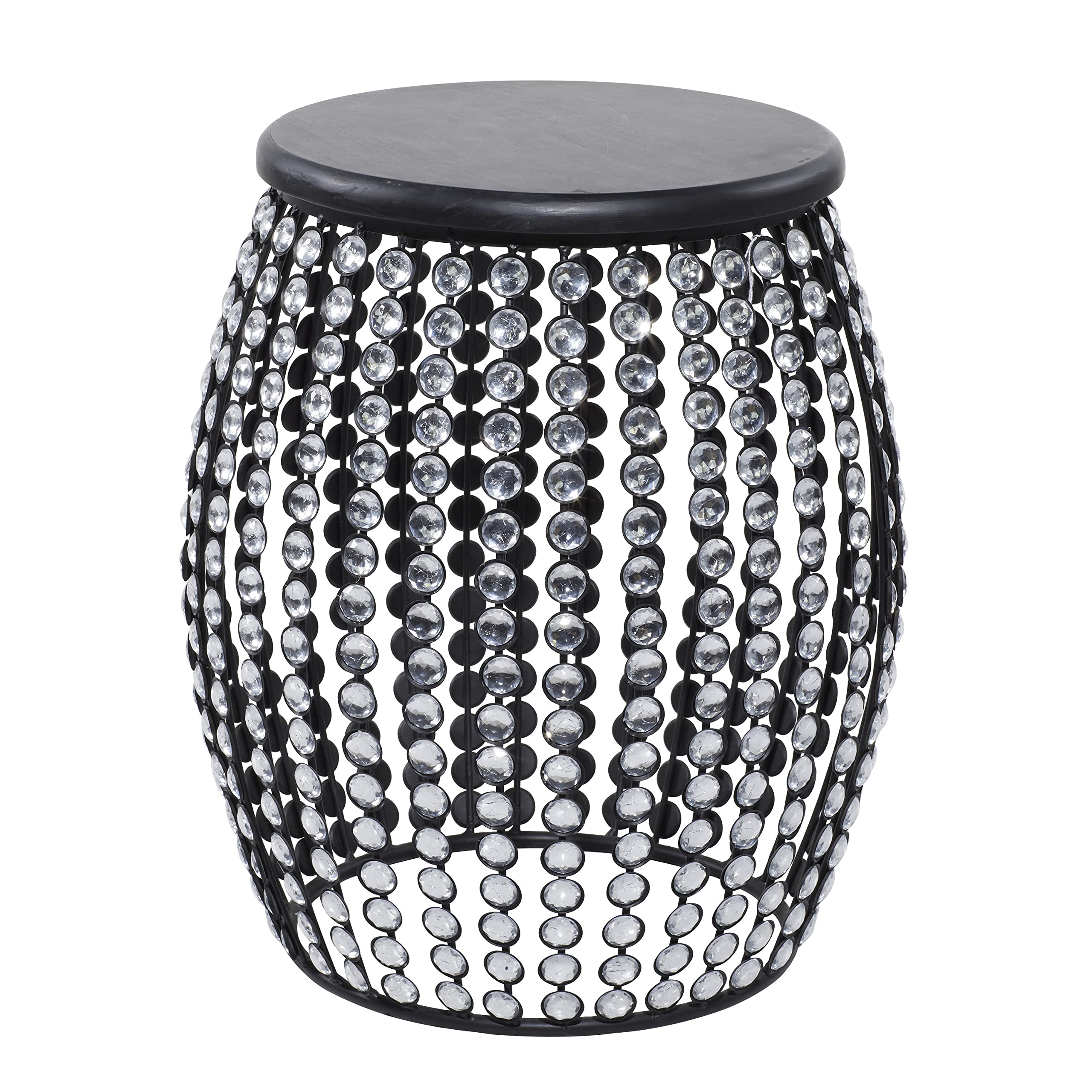 Deco 79 Modern Black Metal Side Table with Crystal Accents - 16