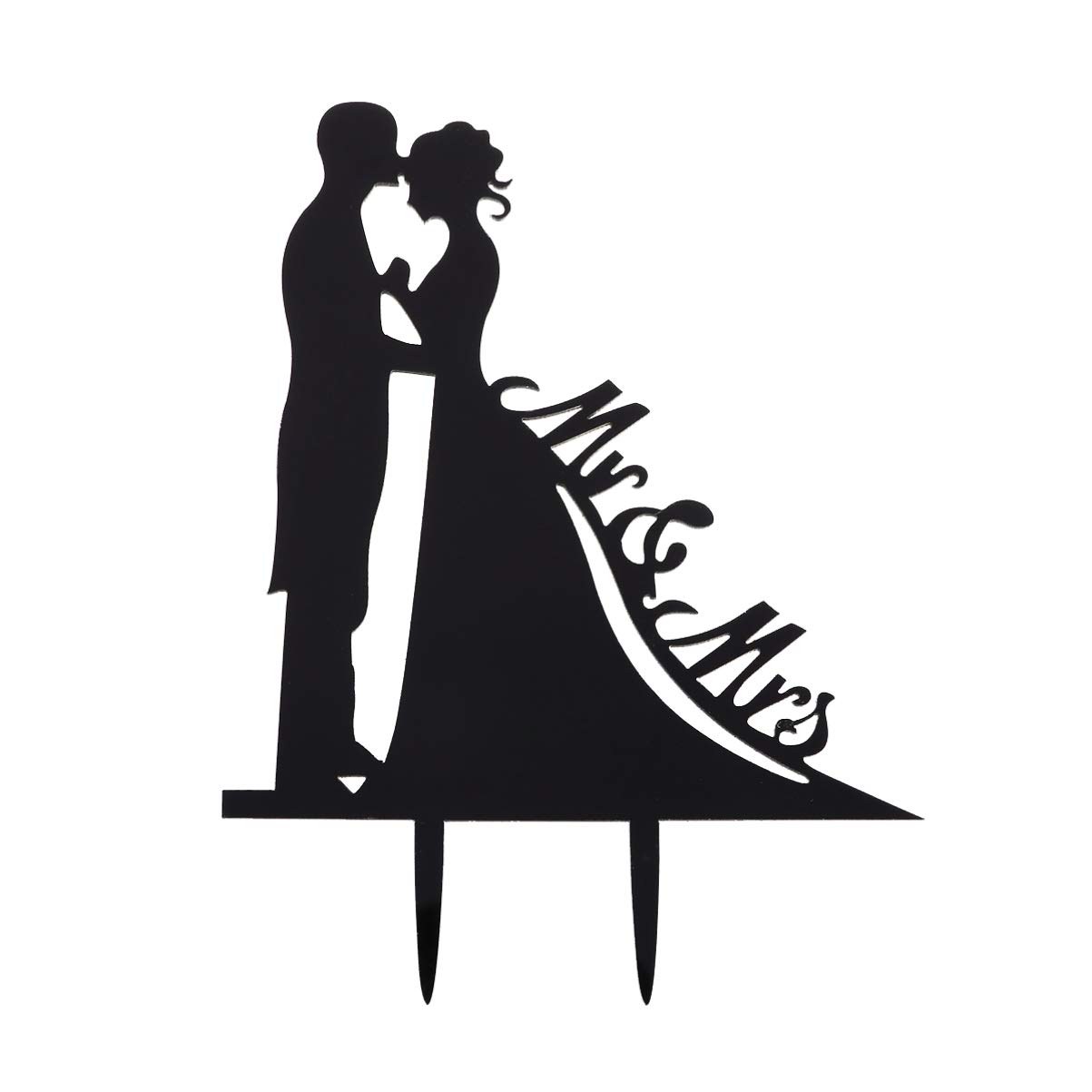 Acrylic Wedding Cake Topper - Elegant Bride & Groom Mr & Mrs Cake Decor for Wedding, Anniversary & Special Occasions (Black)