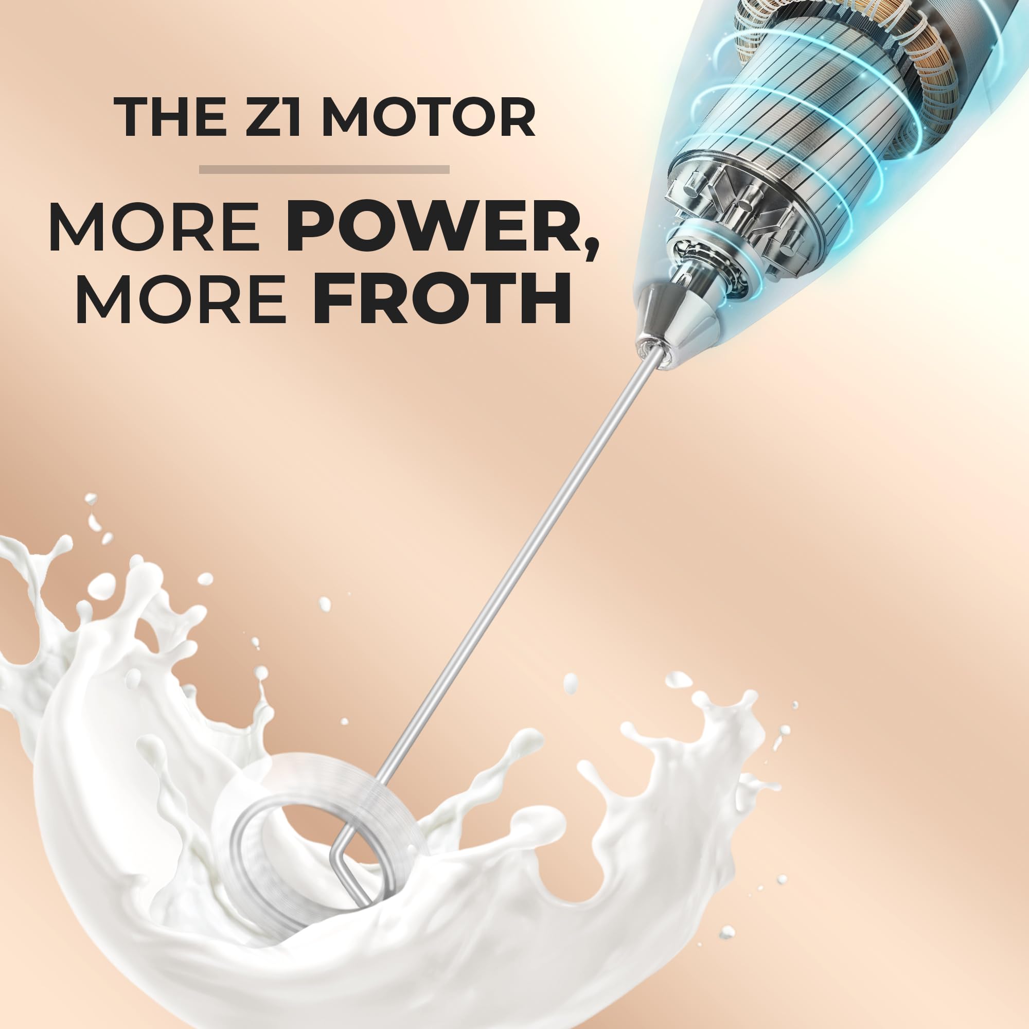 Zulay Premium Electric Milk Frother for Coffee, Latte, Cappuccino & Matcha - 300W Powerful Handheld Frother with Whisks - Perfect for Home, Office & Cafe Use - Create Foamy Drinks, Smoothies & Desserts