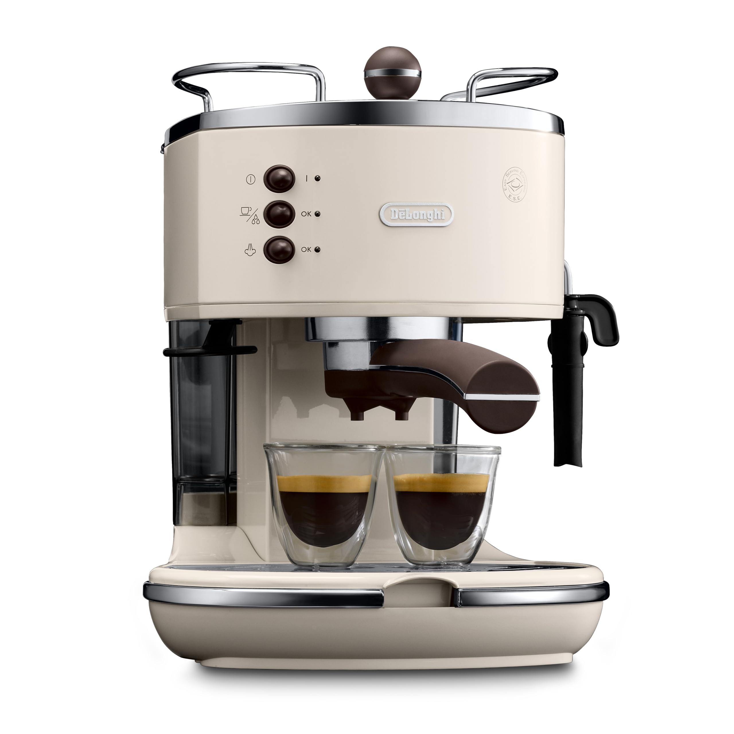 De'Longhi Vintage Icona Traditional Barista Pump Espresso Machine - 1.4L Cream Coffee Maker for Cappuccino & Latte | Perfect for Home Baristas & Coffee Lovers | ECOV311BG
