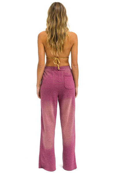 Aviator Nation Bolt Stitch Wide Leg Pocket Sweatpants in Faded Berry | Comfortable Lounge Pants for Women | Perfect for Yoga, Running Errands & Casual Wear