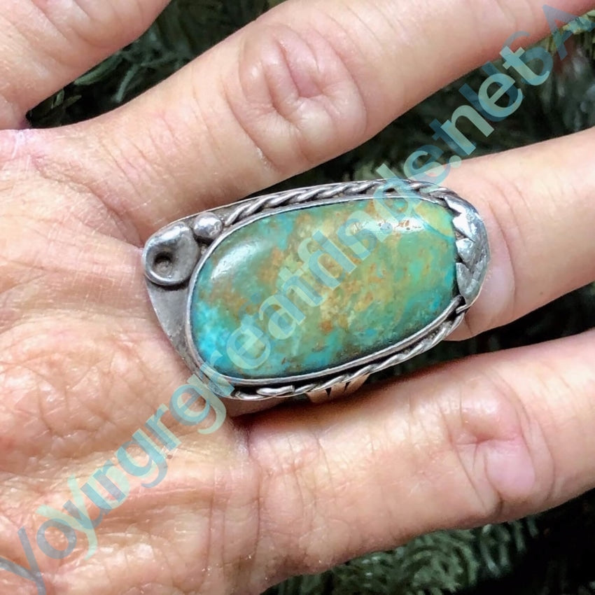 Authentic Navajo Turquoise Ring - Sterling Silver Size 9.5 & 10 - Handmade Native American Jewelry for Women - Perfect for Boho Fashion, Gift Giving & Special Occasions