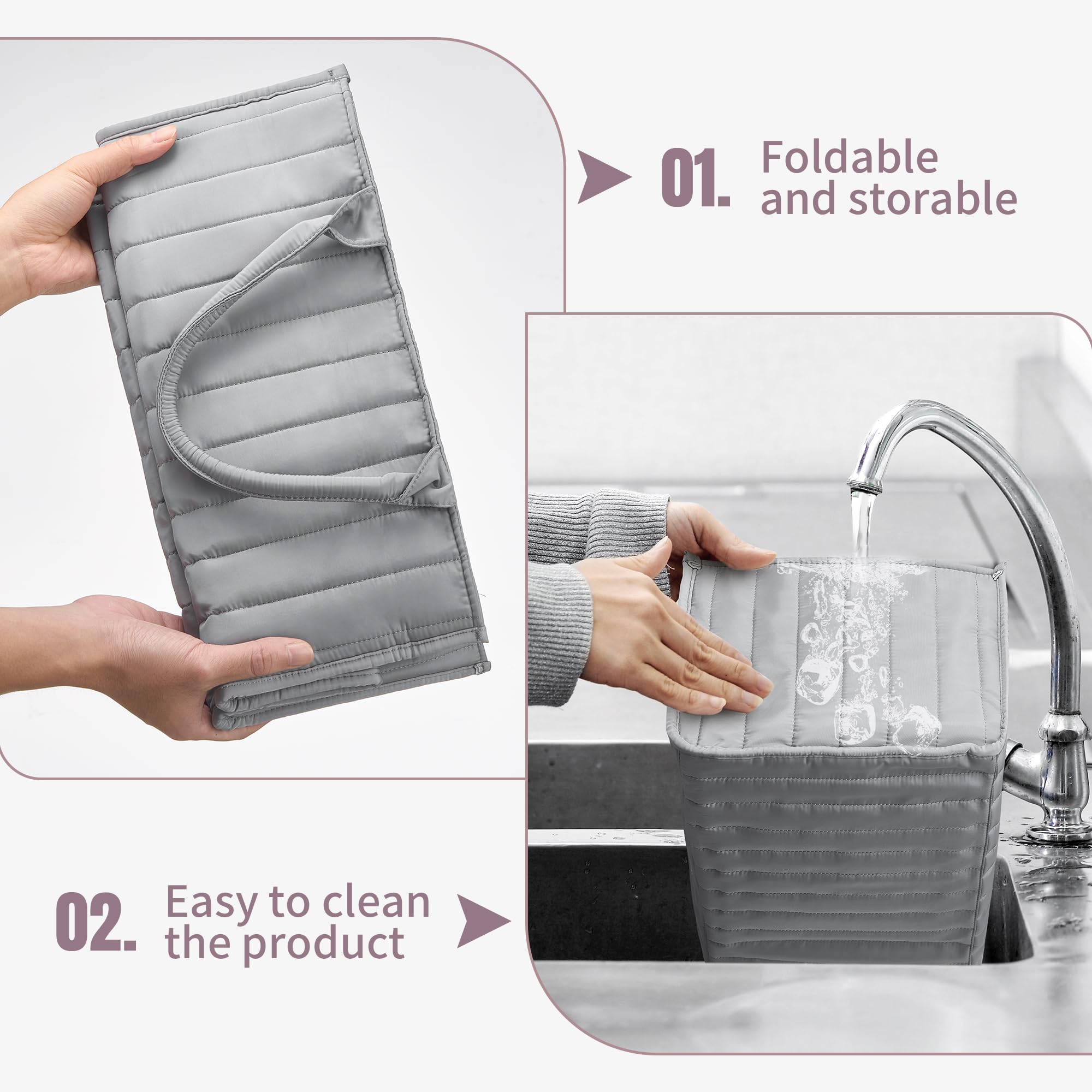 Starry Sky Grey Diaper Caddy Organizer with Handles & Removable Dividers - Portable Diaper Storage Bag for Car, Nursery & Travel - Baby Essentials Organizer Basket & Tote for Easy Storage & Organization
