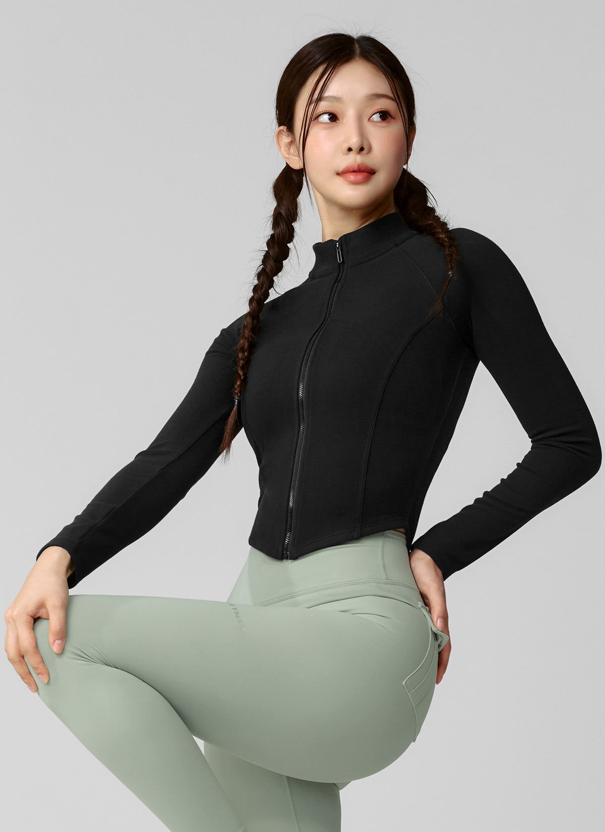 Active Crop Slim Fit Zip Up Jacket for Women - Lightweight Running Hoodie for Gym, Yoga & Outdoor Sports