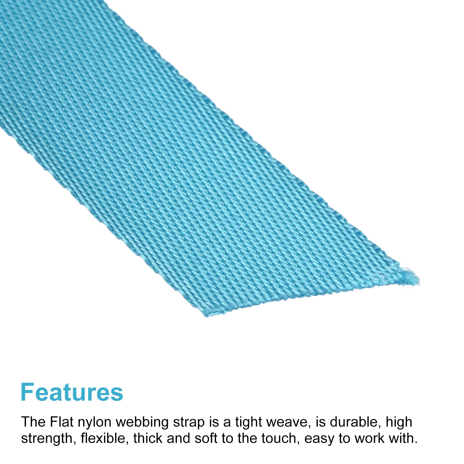 1 Inch x 30 Yards Flat Nylon Webbing Strap - Heavy Duty Lake Blue Polyester Webbing for Backpacks, Cargo Straps, Luggage Racks, DIY Projects & Outdoor Gear - Perfect for Camping, Hiking, Travel and Storage Organization