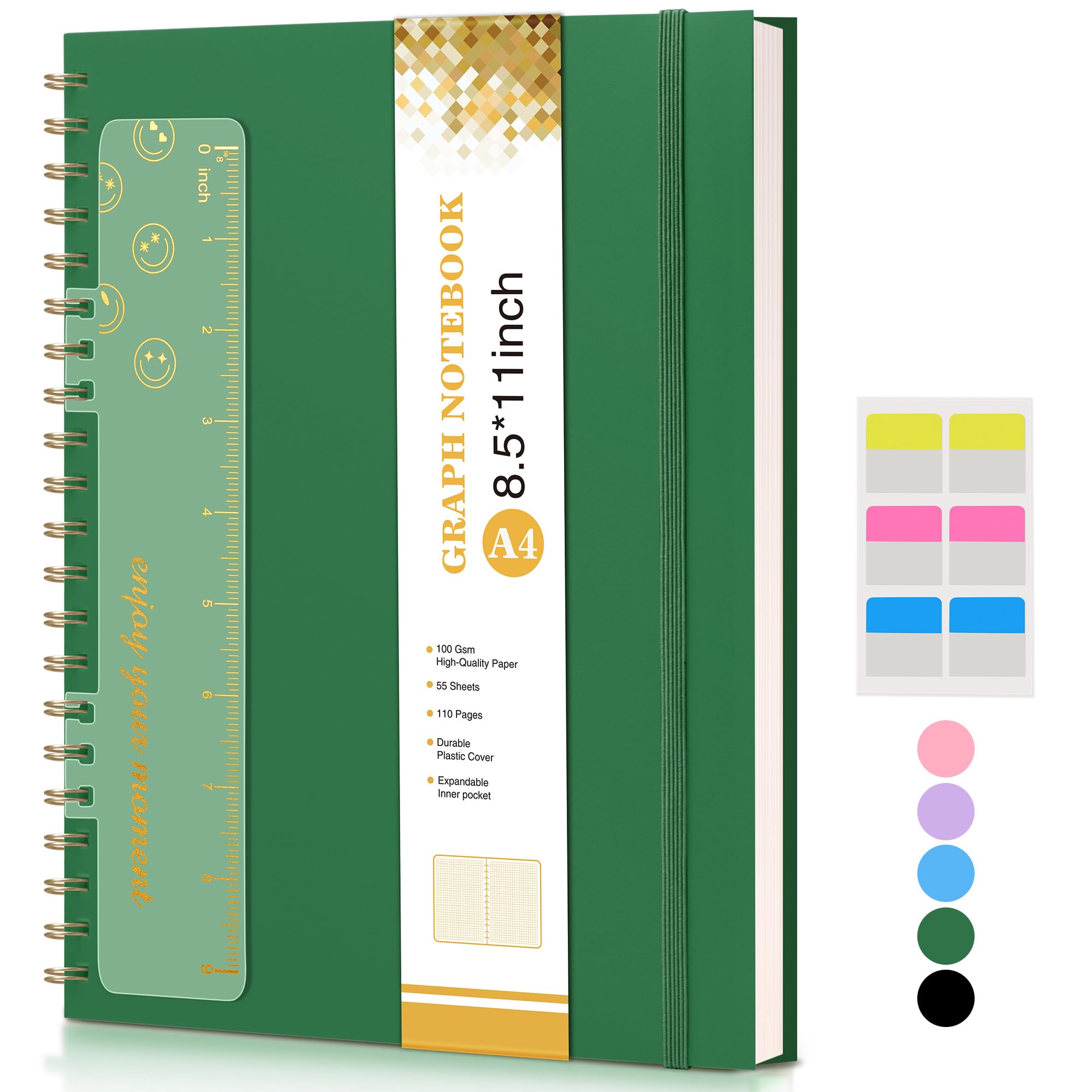 Premium Spiral Graph Paper Notebook - 8.5