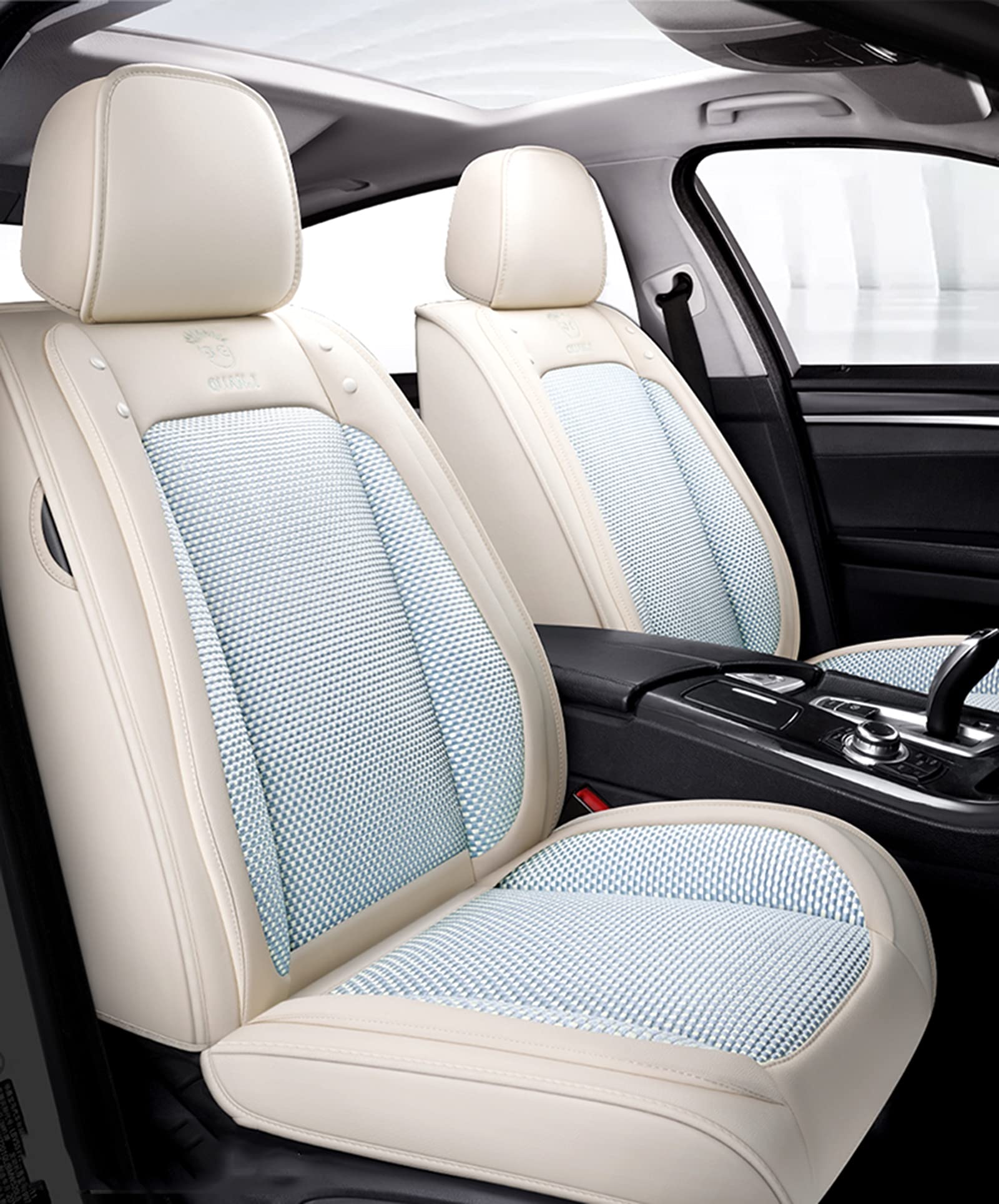 Fly YUTING Universal Breathable Ice Silk Car Seat Covers Set - Premium Car Seat Protectors with Airbag Compatibility - Comfortable & Durable Auto Accessories for Sedans, SUVs and Trucks - Perfect for Summer Driving & Long Road Trips