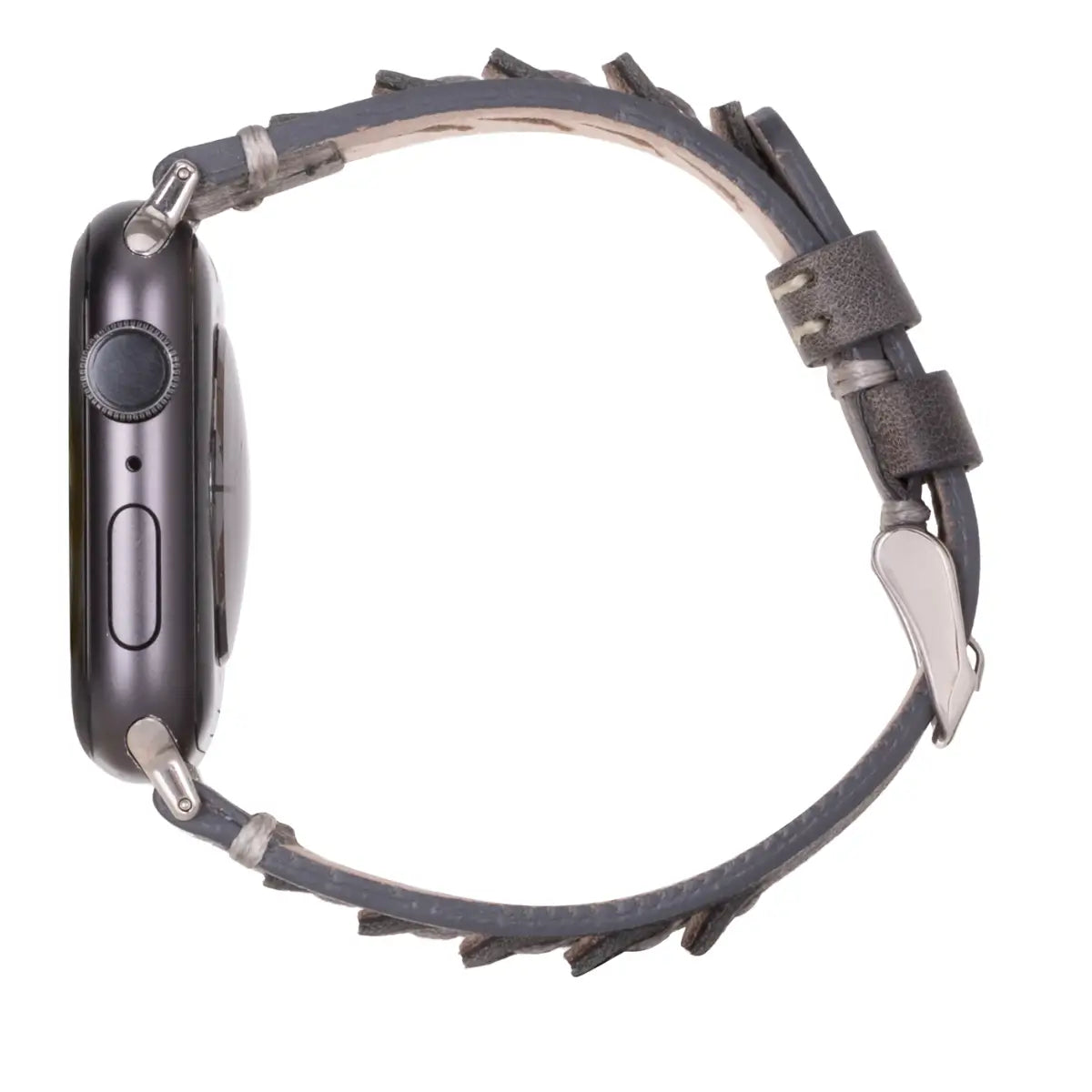 Burnished Gray Leather Sport Apple Watch Band for Men & Women - Durable & Comfortable Strap for Workouts, Running & Everyday Wear (Boras)