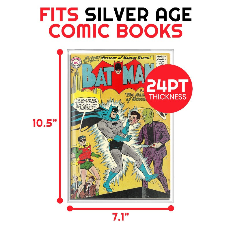 Silver Age Comic Backer Boards 24PT - Acid-Free Protection for Comic Book Storage & Display | Perfect for Collectors & Comic Shops