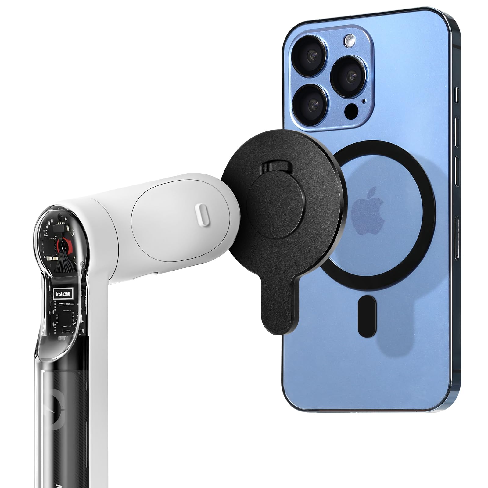 Magnetic Phone Mount Adapter for Insta360 Flow Pro & Flow Gimbal - Magsafe Compatible Clamp with Metal Ring - Perfect for Vlogging, Travel & Action Shots - Insta360 Stabilizer Accessories