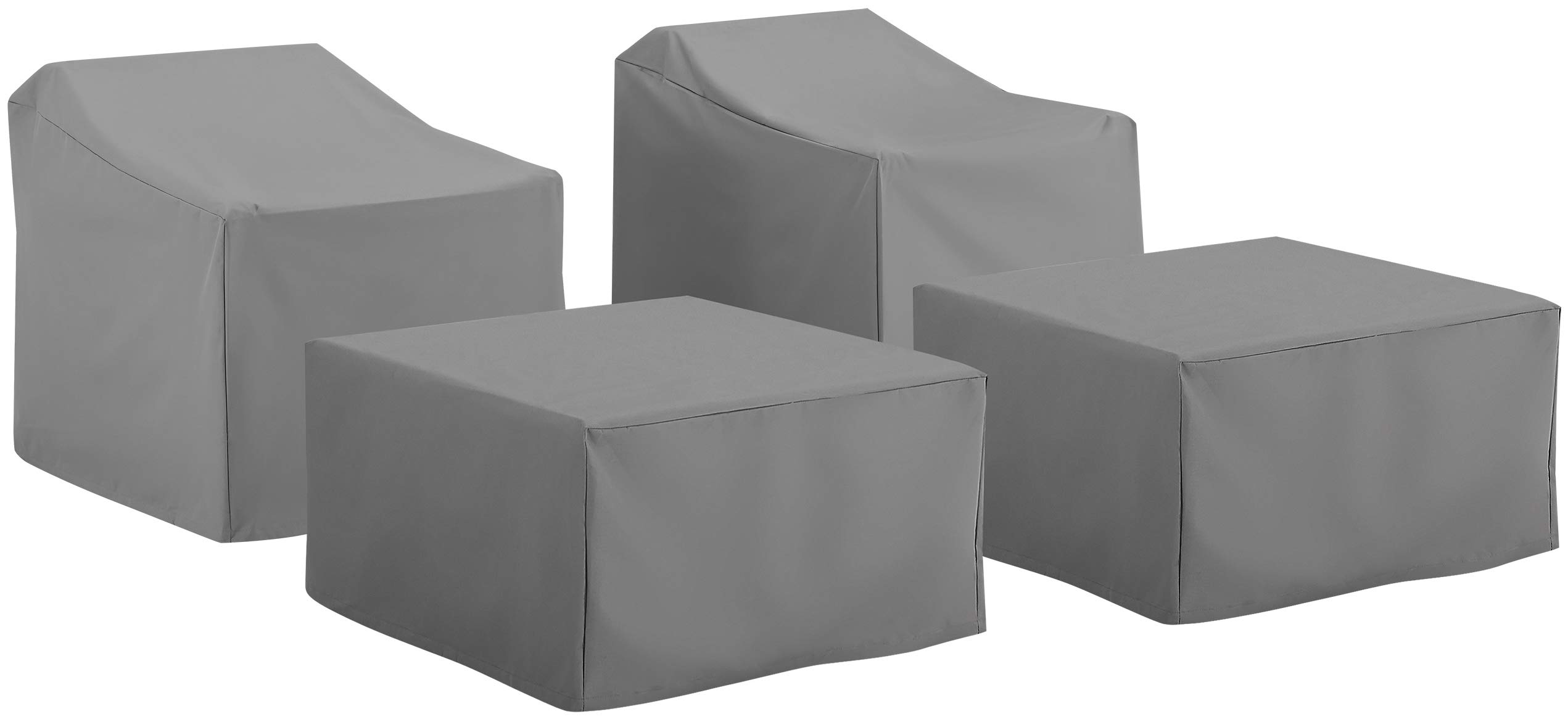 Crosley Waterproof 4-Piece Outdoor Furniture Cover Set for Patio Chairs & Ottomans - All-Weather Protection, Gray - Perfect for Backyard, Deck, and Garden Furniture Protection