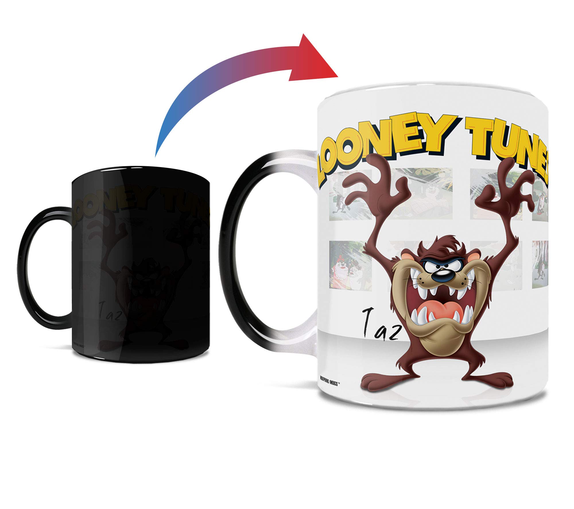 Looney Tunes Tazmanian Devil (Taz) Morphing Ceramic Mug - Heat Activated Color Changing Coffee Cup - Perfect for Coffee, Tea & Hot Chocolate Lovers - Great Gift for Cartoon Fans