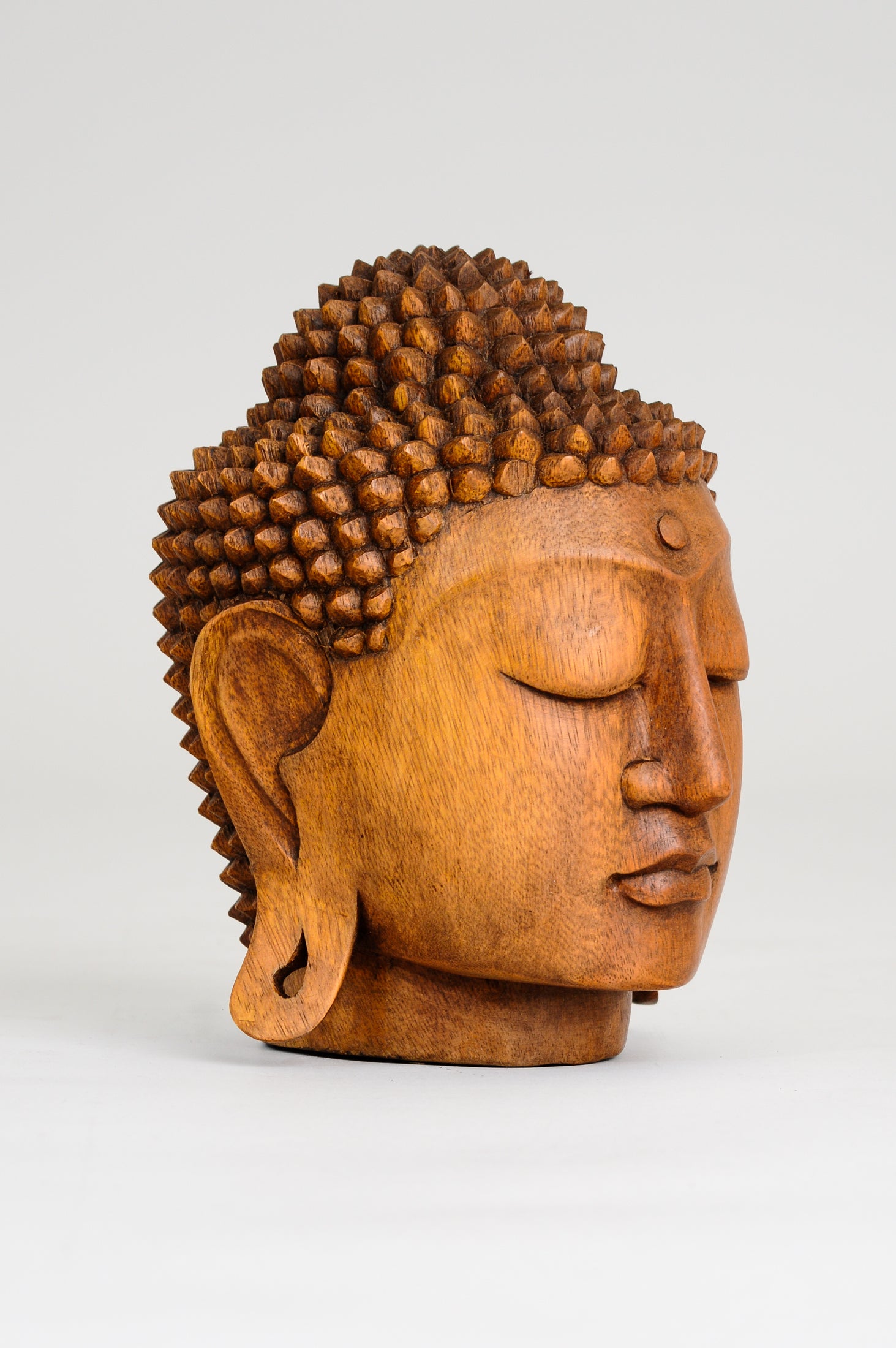 Hand Carved Wooden Buddha Statue Head - Meditation Decor, Yoga Room, Zen Home Decor, Spiritual Gift for Peace and Serenity