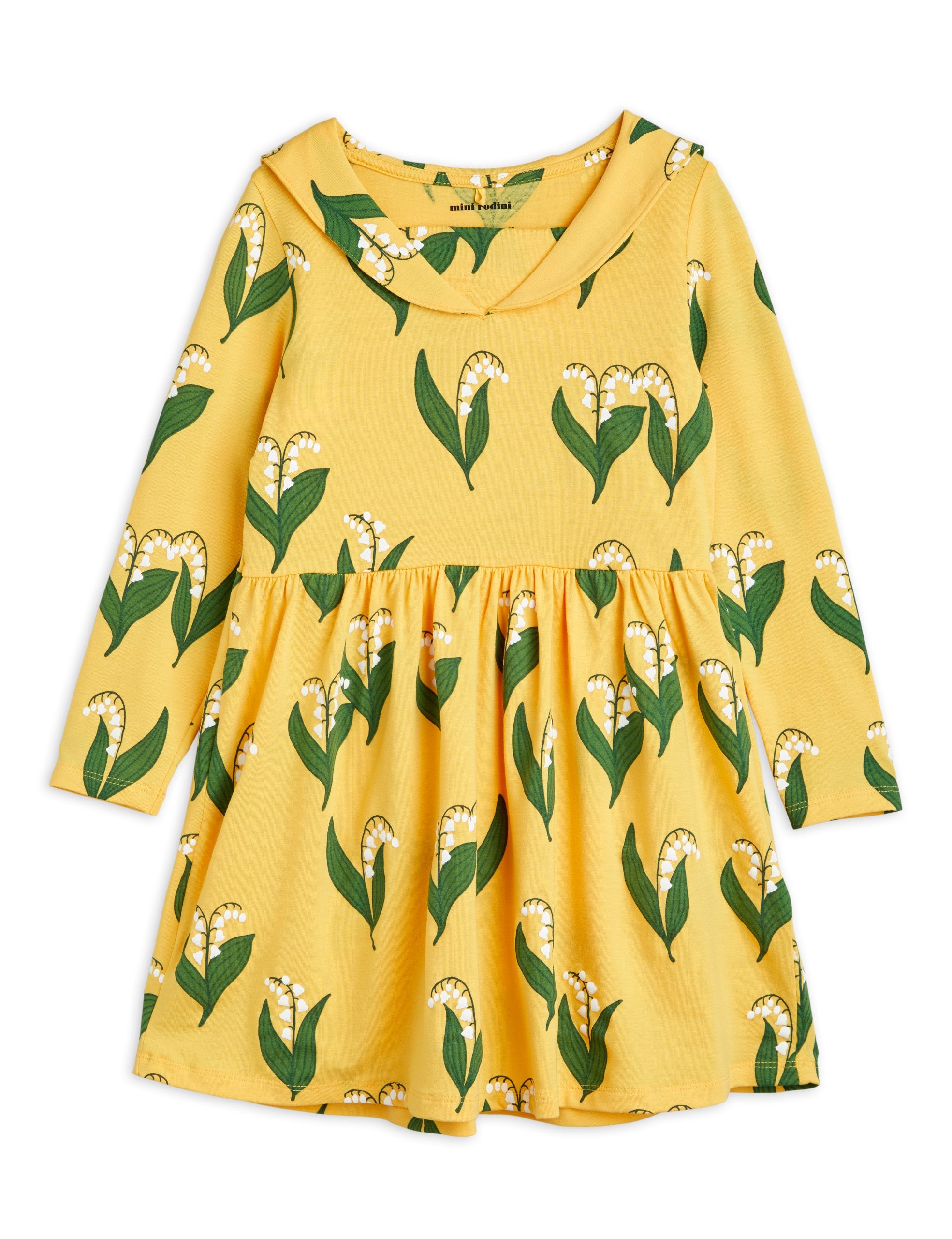 Mini Rodini Lily Of The Valley Long Sleeve Dress for Girls - Floral Print Cotton Dress for Spring & Summer - Perfect for Parties, School & Special Occasions
