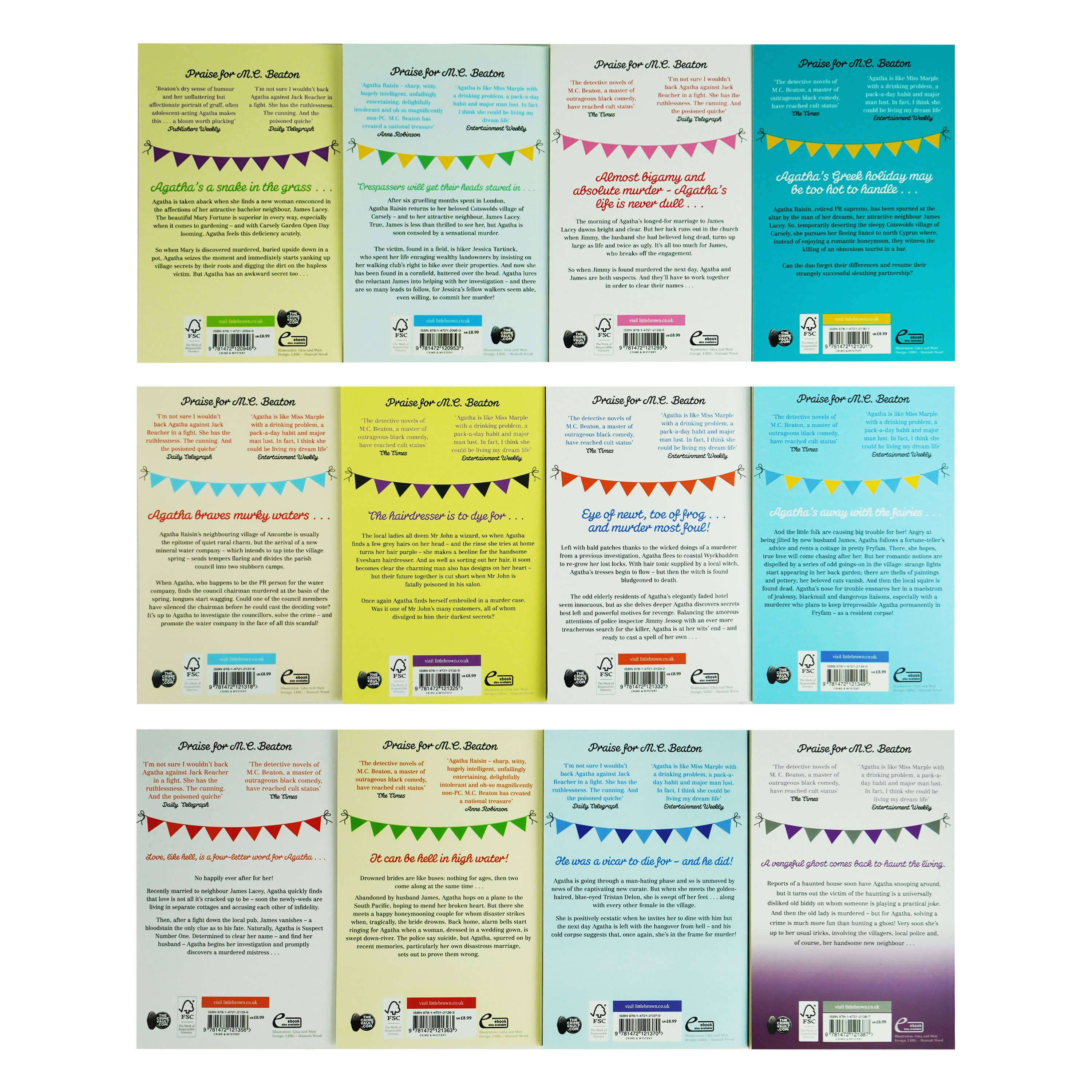 Agatha Raisin Mysteries Series by M.C. Beaton - 12 Book Collection Set | Cozy Mystery Fiction Paperback Books | Perfect for Book Clubs & Mystery Lovers