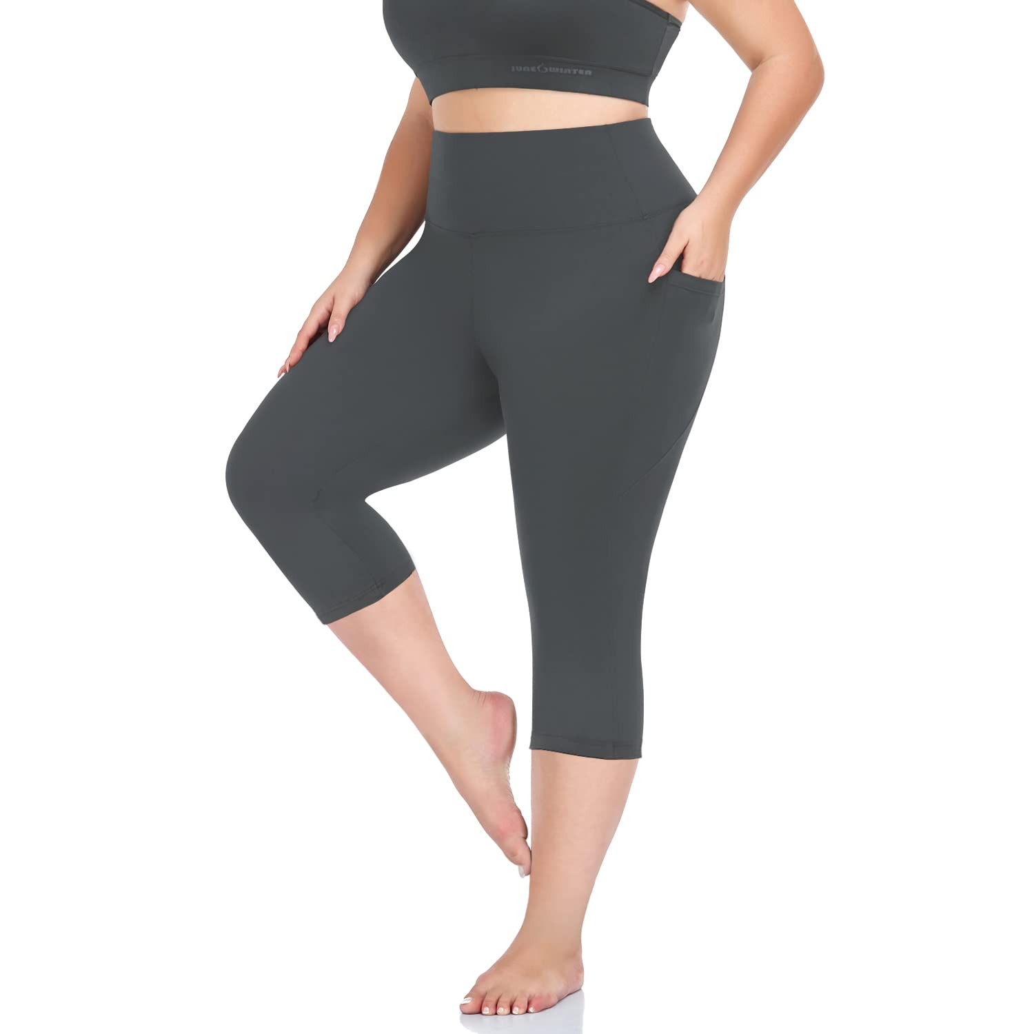 Morefeel Women's Plus Size High Waist Yoga Pants with Pockets - Stretchy Tummy Control Workout Leggings (Black, Sizes XS-4XL) for Gym, Running & Everyday Wear