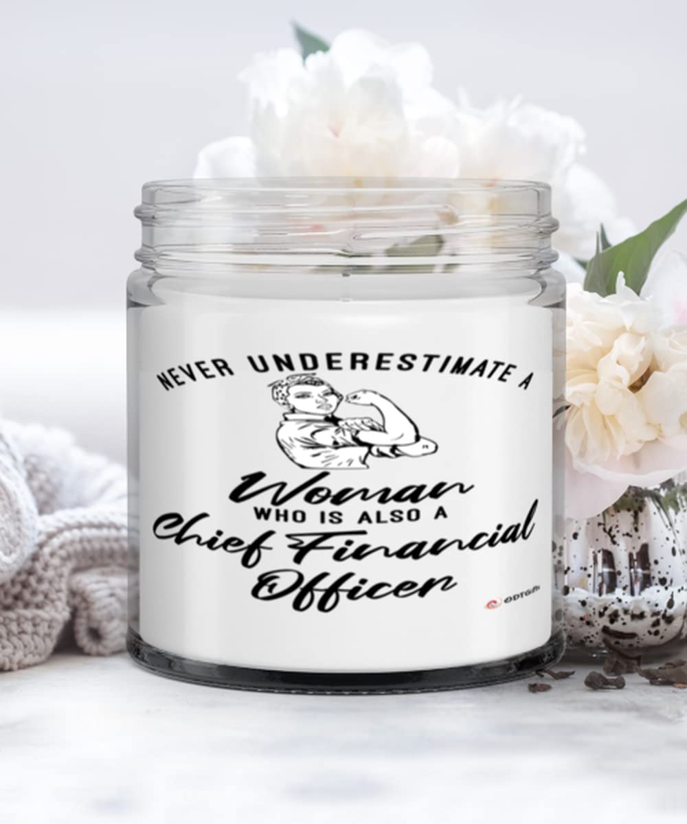 Chief Financial Officer Candle - Never Underestimate A Woman CFO - 9oz Vanilla Scented Soy Wax Candle - Perfect for Office Decor, Boss Gifts & Financial Professional Appreciation