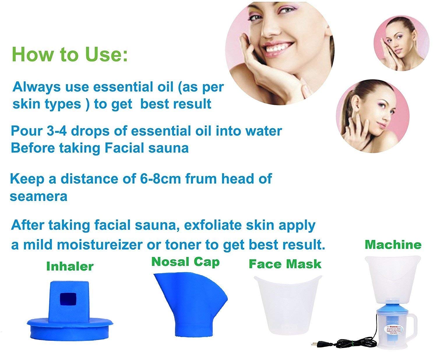 MVM 3-in-1 Steamer & Vaporizer for Cold, Cough Relief - Facial Sauna Machine for Adults & Kids | Portable Steam Inhaler for Sinus Congestion & Beauty Skincare at Home