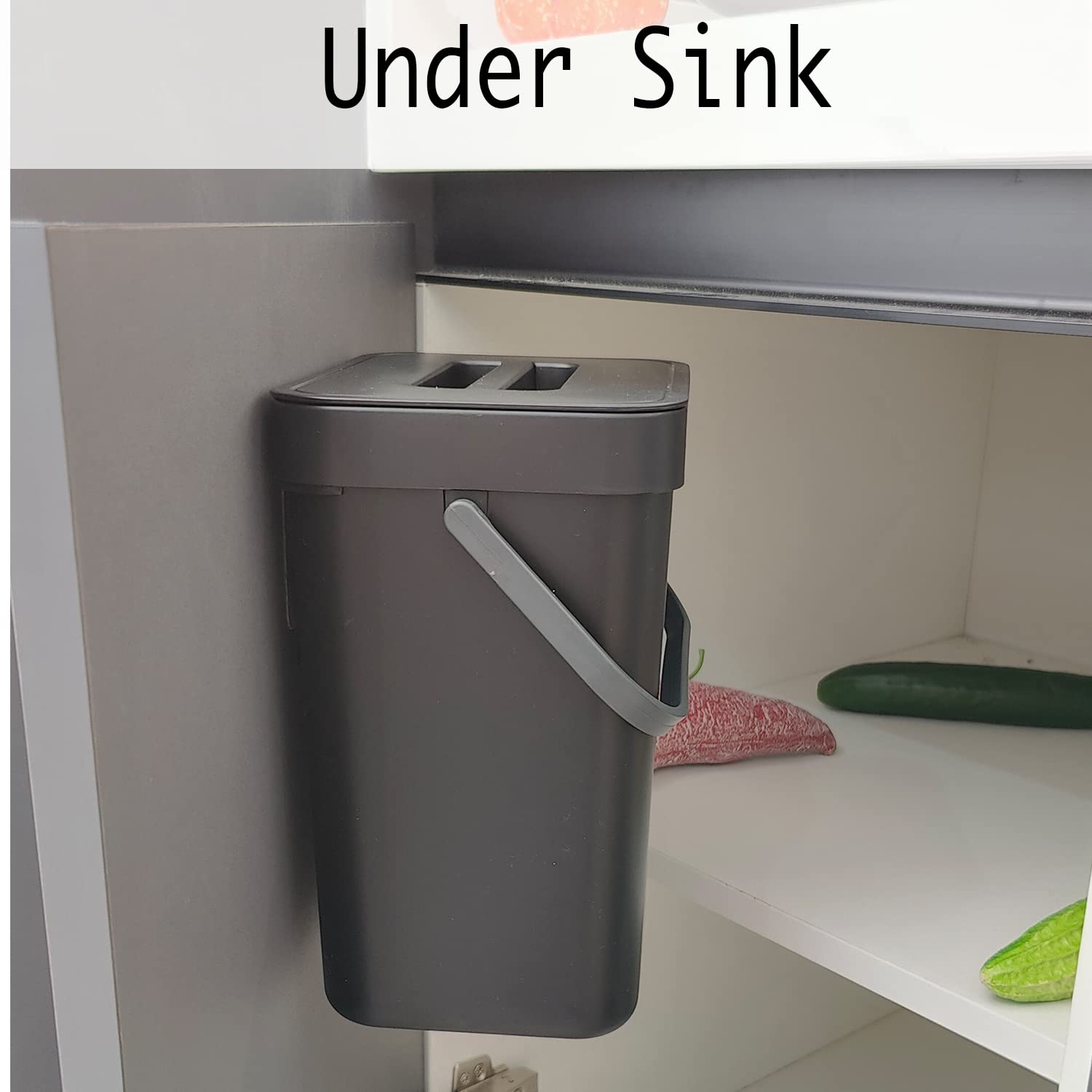 LALASTAR 5L/1.3 Gal Countertop Compost Bin with Lid - Small Hanging Trash Can for Kitchen, Bathroom, RV & Under Sink - Food Waste Bin for Eco-Friendly Composting - Mountable Garbage Can for Home & Office Use