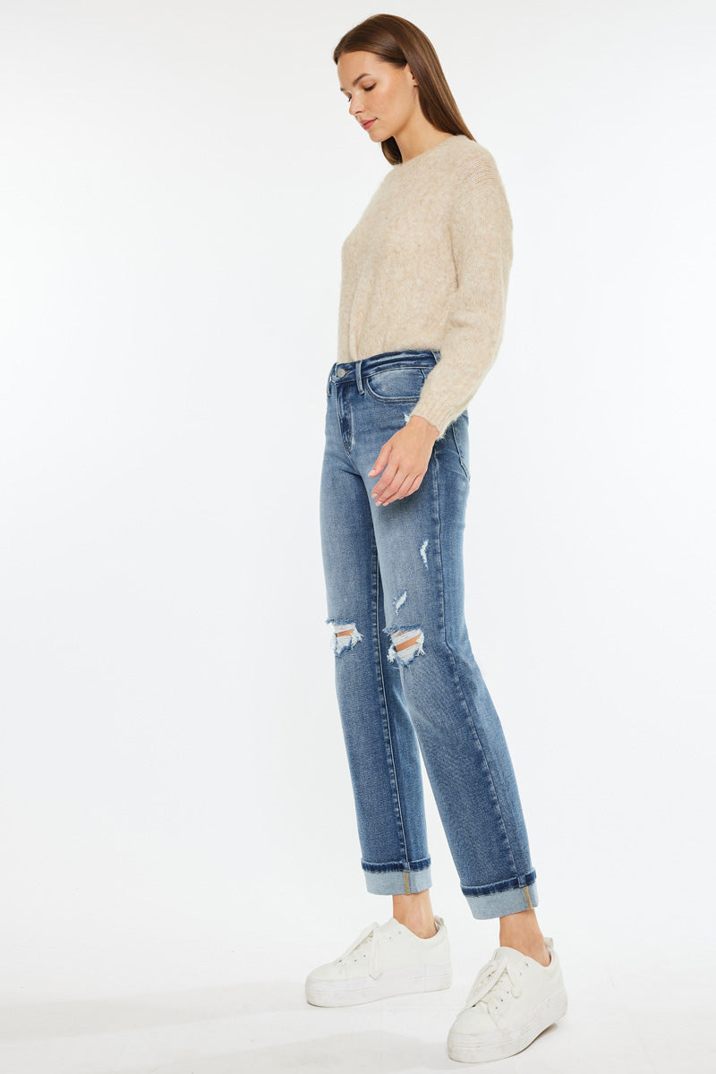 Carrie Essentials Mid Rise True Straight Leg Jeans for Women - Comfortable Everyday Denim Pants for Work, Casual Outings & Weekend Wear
