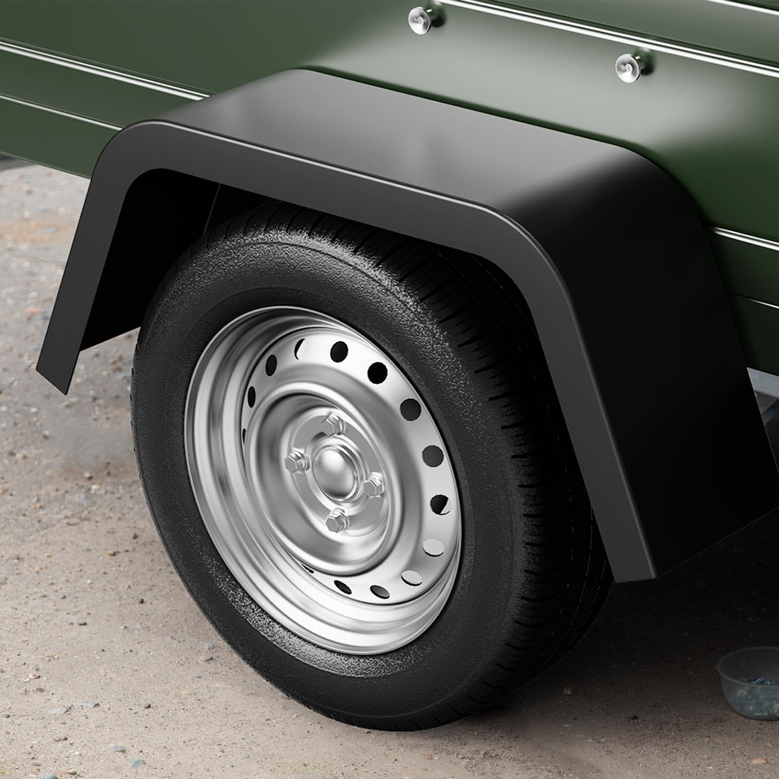 GARVEE 2 Pack Heavy Duty Steel Diamond Plate Trailer Fenders for Single Axle Trailers - Fits 14-16 Inch Wheel Tires, Universal Fit for Car Hauler, Cargo, Utility & Landscape Trailers (Black) - Durable Protection for Road Debris & Weather Conditions
