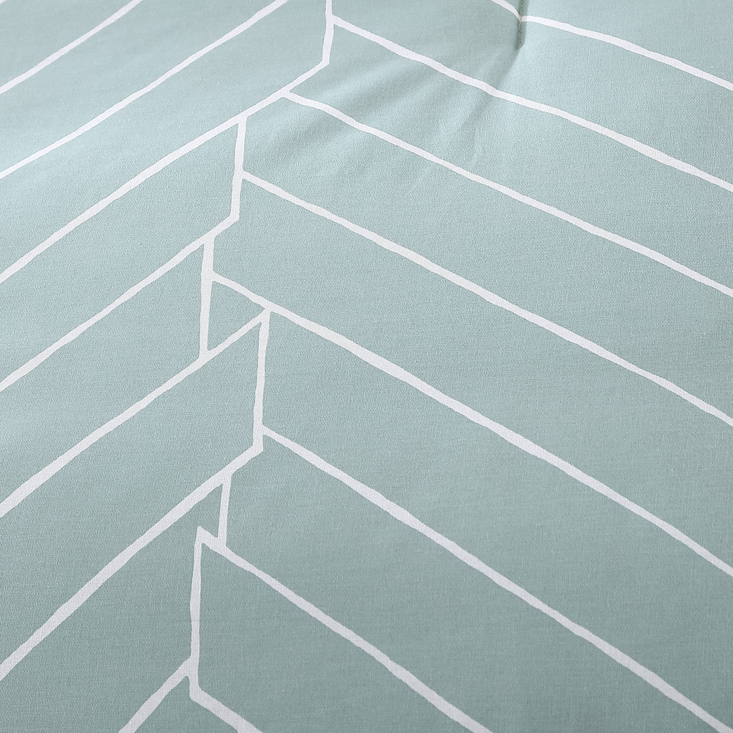 King Size Reversible Cotton Comforter Set with Matching Shams - Modern Ceres Mint Bedding Collection | Perfect for Master Bedroom & Guest Room Decor