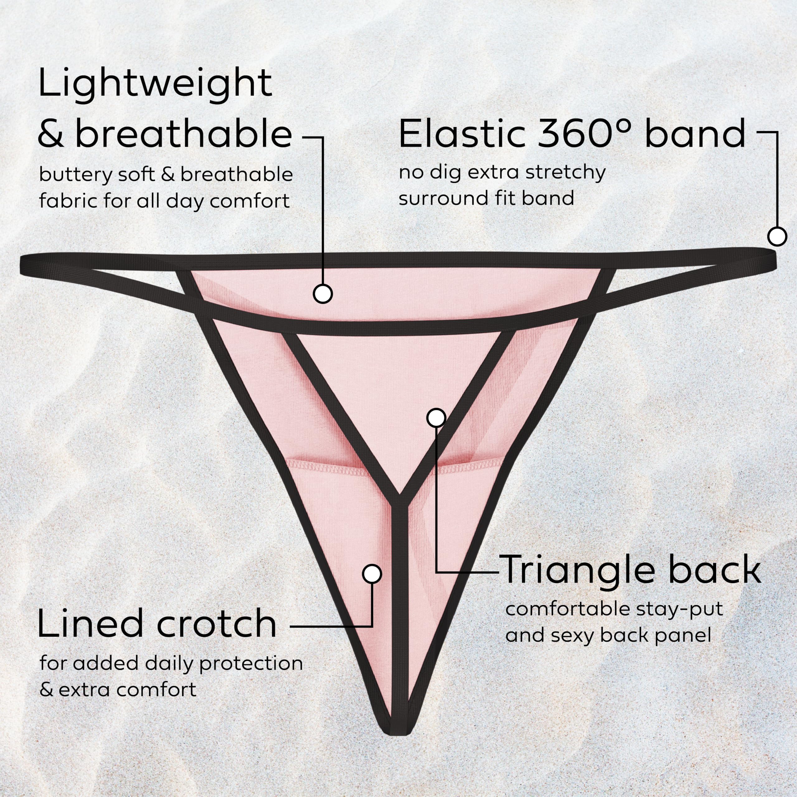 Sexy Basics Women's 12 Pack T-Back Thong Underwear Set - Buttery Soft No Show Panties for Everyday Comfort | Perfect for Yoga, Beach & Intimate Moments