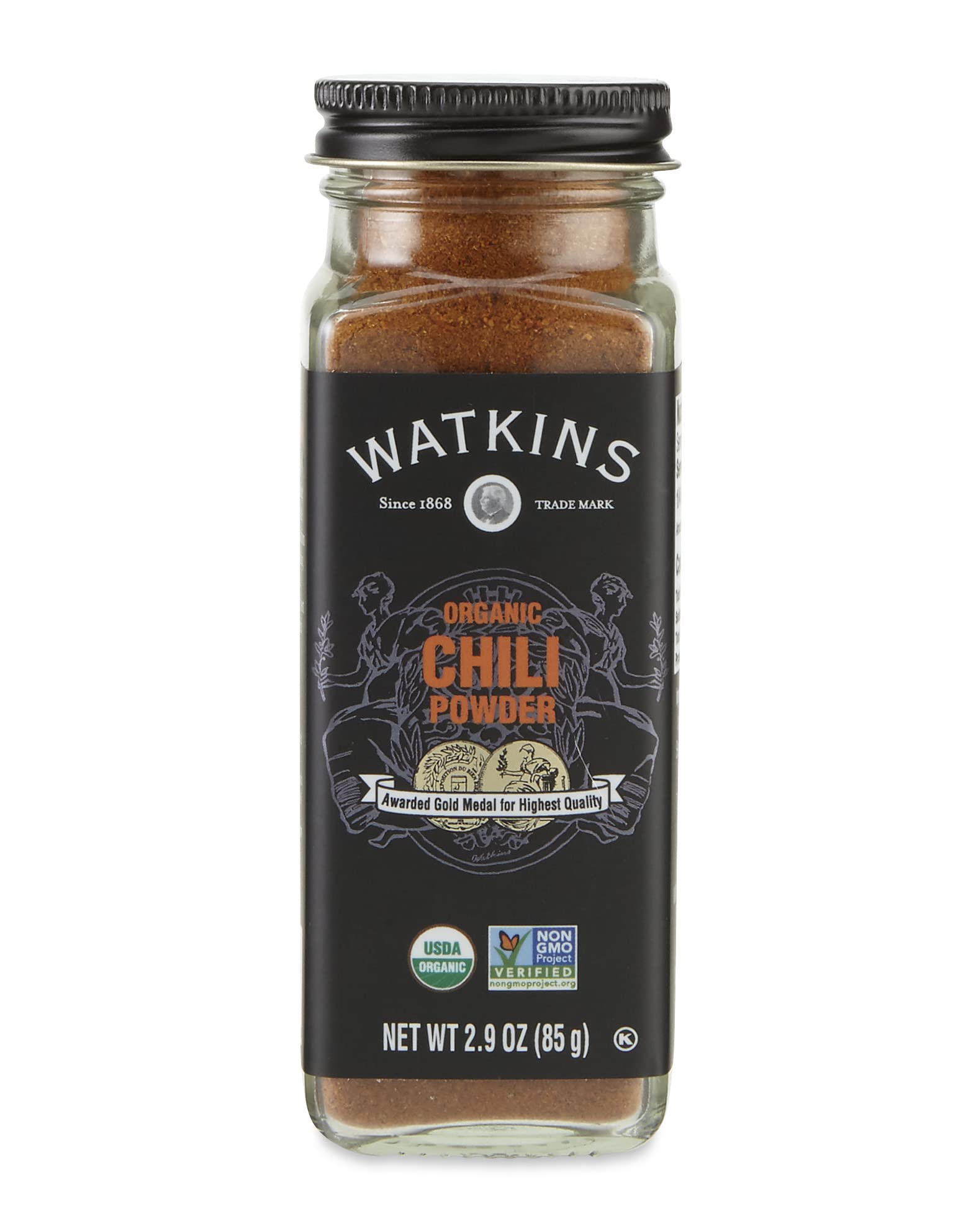 Organic Chili Powder by Watkins Gourmet - 2.9 oz Glass Spice Jar | Premium Cooking & Baking Spice for Mexican, BBQ & Homemade Seasoning Blends