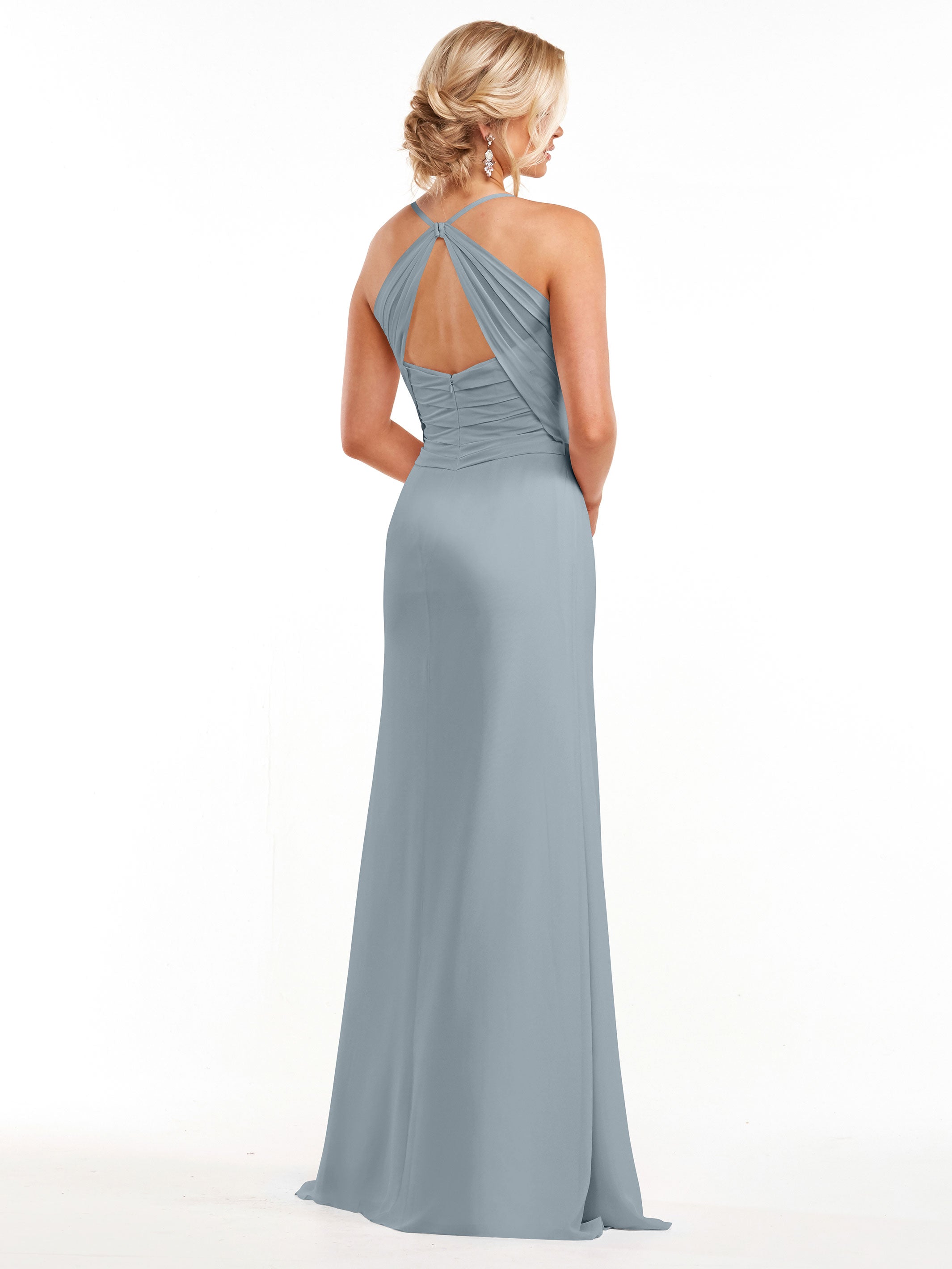 Elegant A-Line Chiffon Bridesmaid Dress with High Slit - Perfect for Weddings, Formal Events & Evening Parties