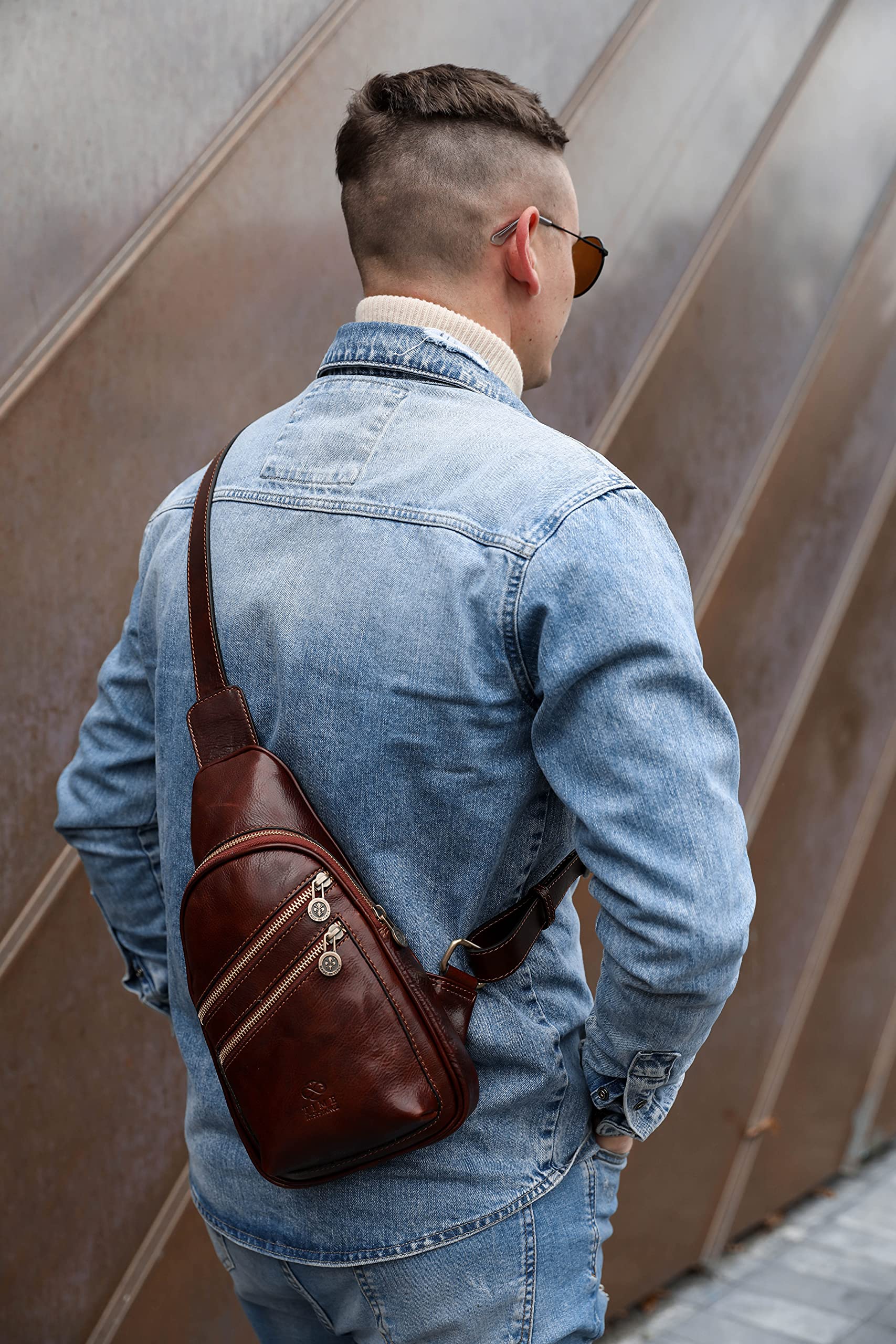 Durable Leather Crossbody Bag for Men & Women - Handmade Brown Messenger Shoulder Bag & Sling Backpack - Perfect for Travel, Work & Daily Use