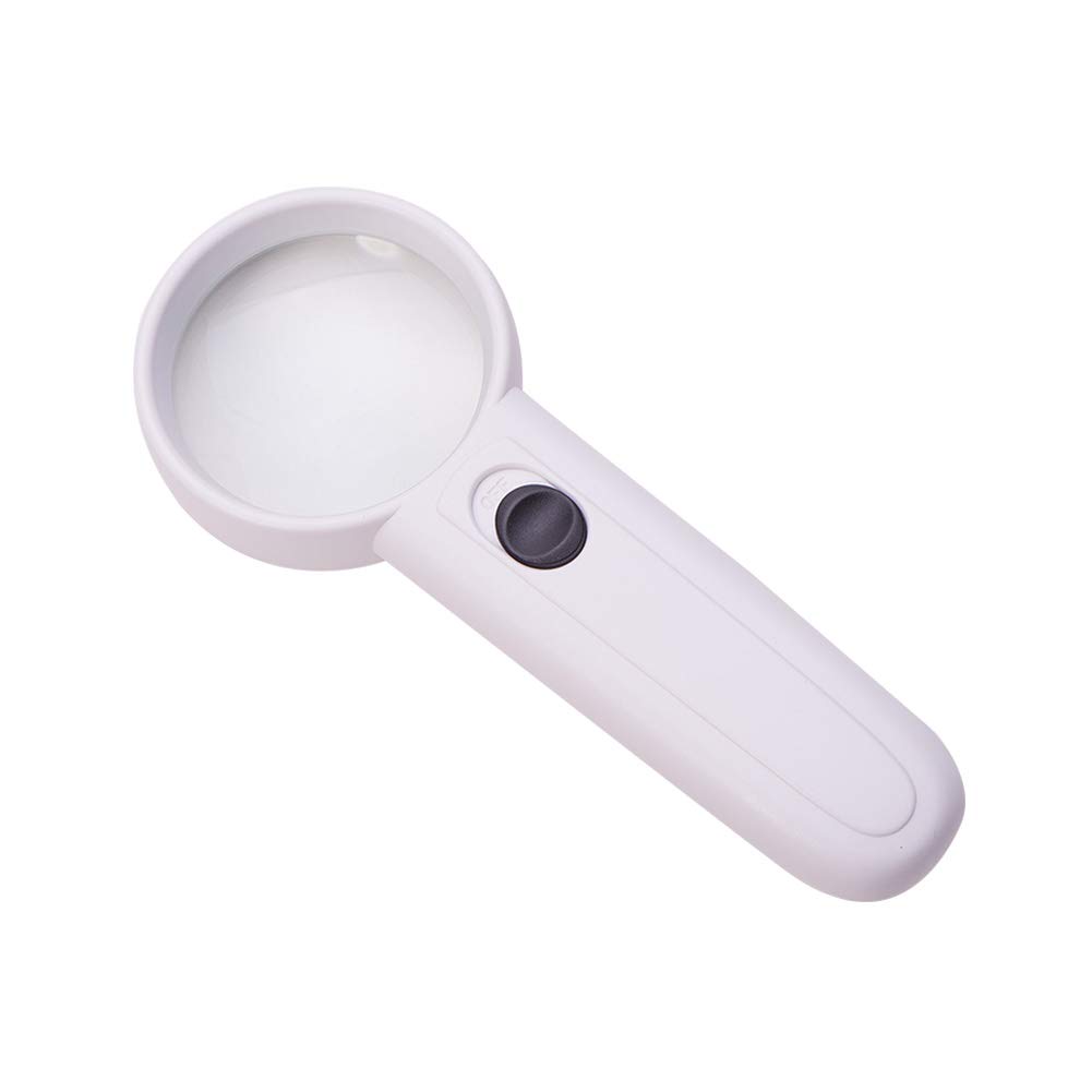Othmro 5X Magnifying Glass with LED Light - 1.97 Inch Handheld Magnifier for Reading, Jewelry Inspection, Watch & Stamp Repair - Perfect for Seniors, Hobbyists & Professionals (White)