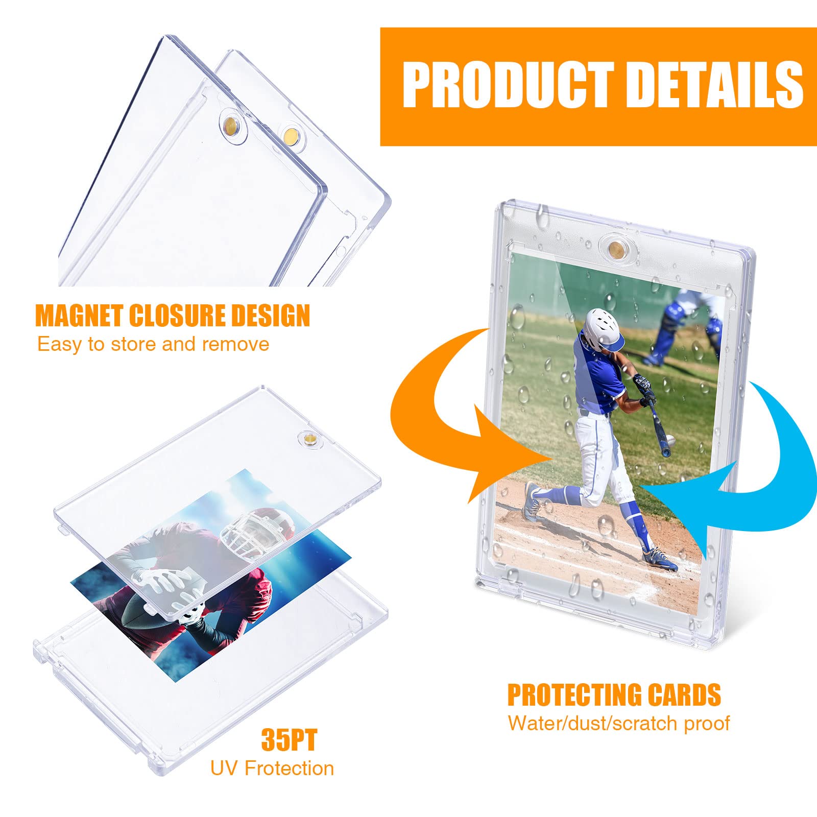 Premium 35pt Magnetic Card Holders - 90 Pack Ultra-Durable Trading Card Protectors for Baseball, Football & Collectible Cards | Perfect for Sports Memorabilia, Gaming Cards & Credit Card Protection | Organize, Display & Safeguard Your Valuable Collection