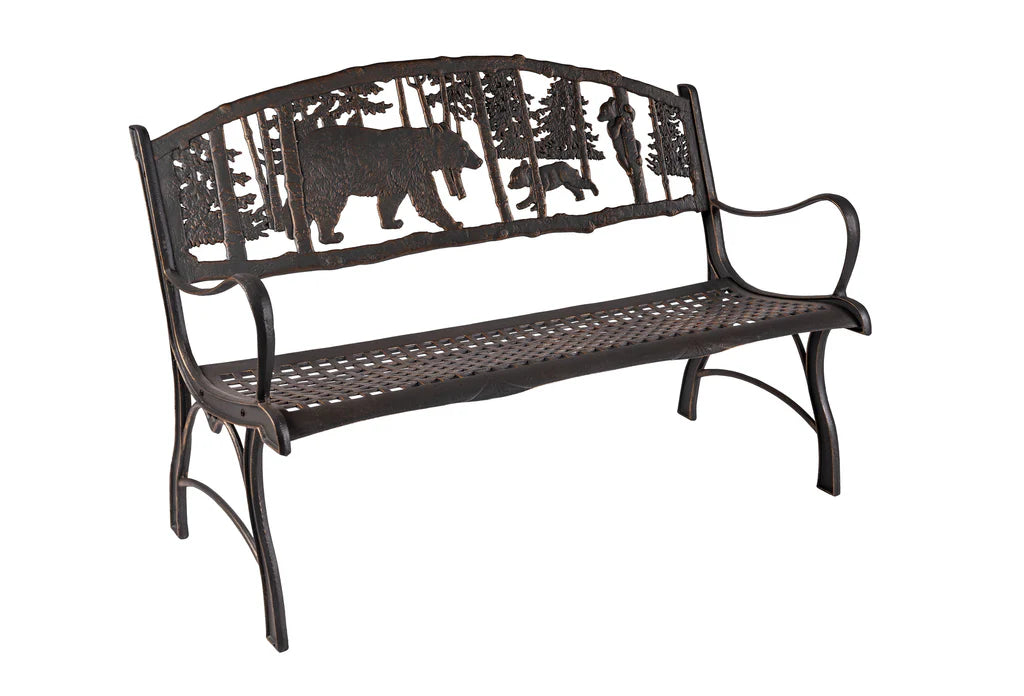 Durable Outdoor Bear Bench - Rustic Wooden Garden Bench for Patio, Lawn, and Backyard - Perfect for Relaxing and Decorating Outdoor Spaces