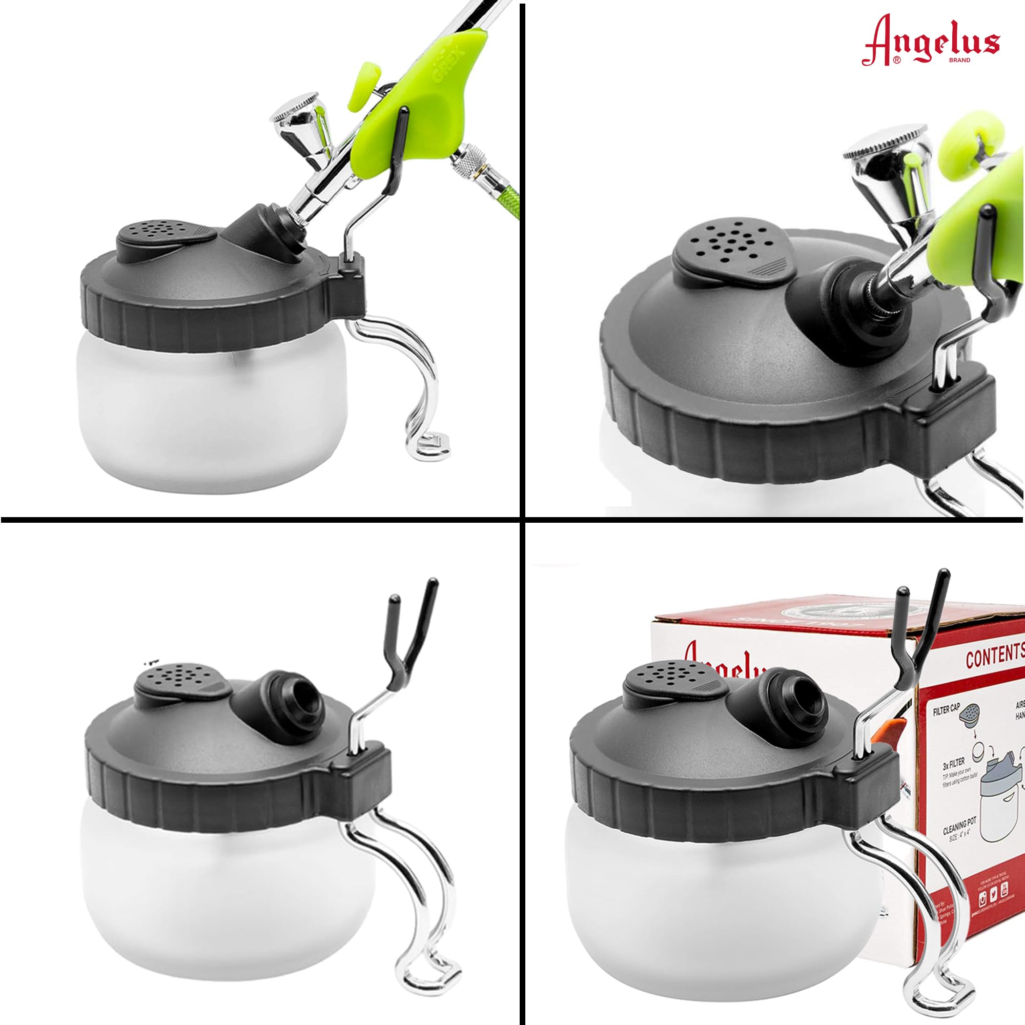 ANGELUS Airbrush Cleaning Pot with Holder - Perfect for Art & DIY Projects