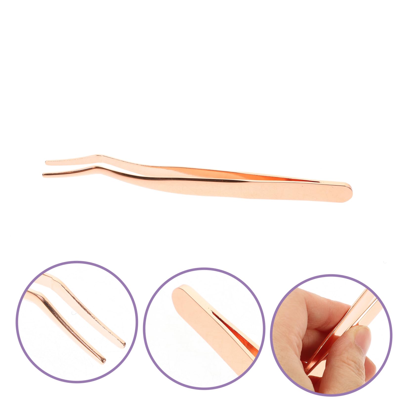 Minkissy Rose Gold Stainless Steel Eyelash Extension Tweezers Set - Professional Lash Applicator Tool for False Eyelashes, Precision Tweezers for Women - Perfect for Salon, Home Use & DIY Lash Extensions