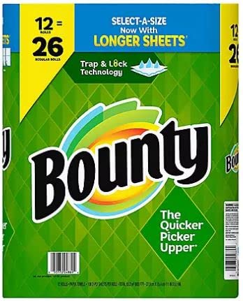 Select-A-Size Paper Towels, White, 12 Rolls (Equivalent to 26 Regular Rolls) | Ultra Absorbent, Strong & Soft | Perfect for Kitchen Cleaning, Spills & Household Use