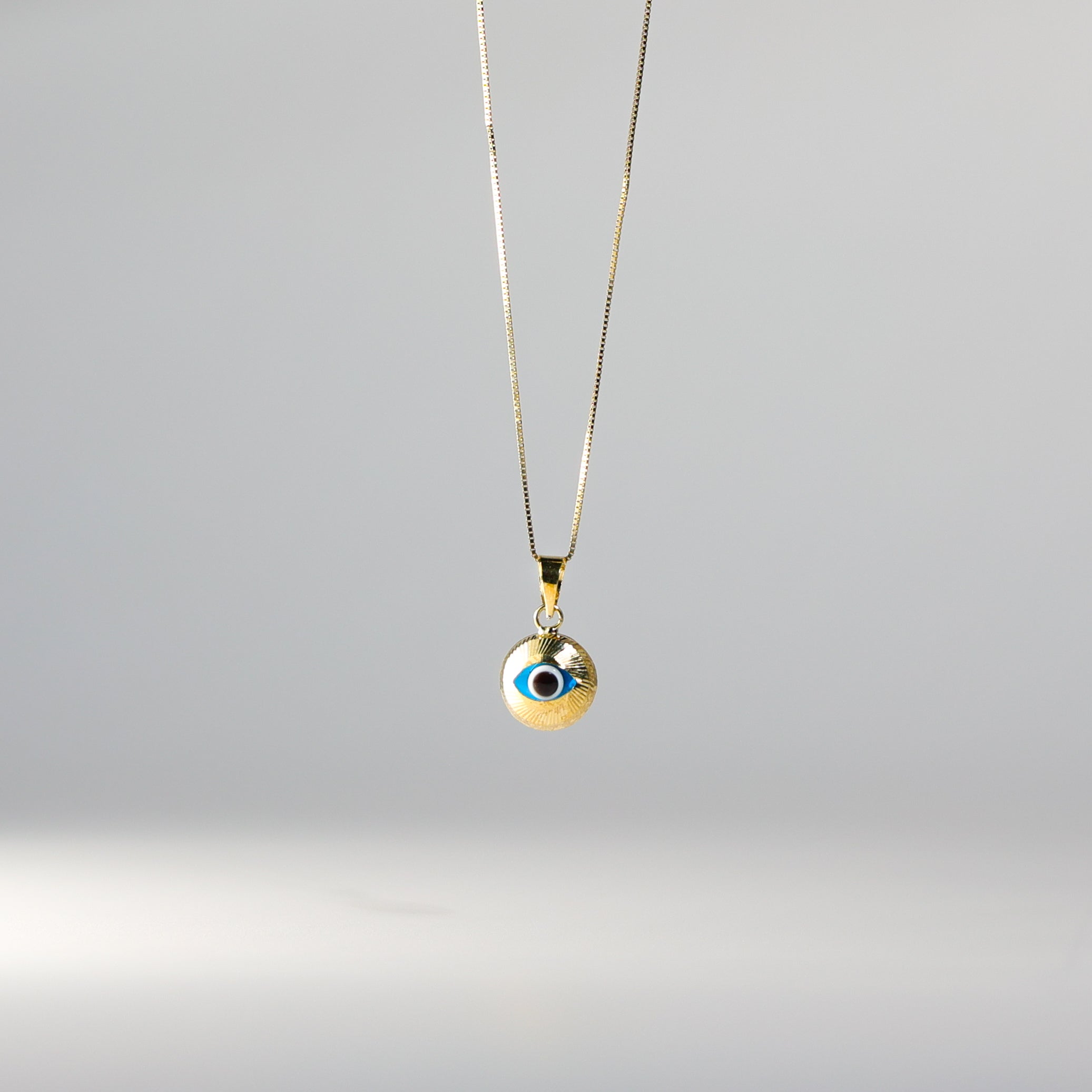 14K Gold Dainty Round Blue Evil Eye Pendant Necklace for Women - Protection Jewelry Gift for Birthday, Travel & Good Luck Charm